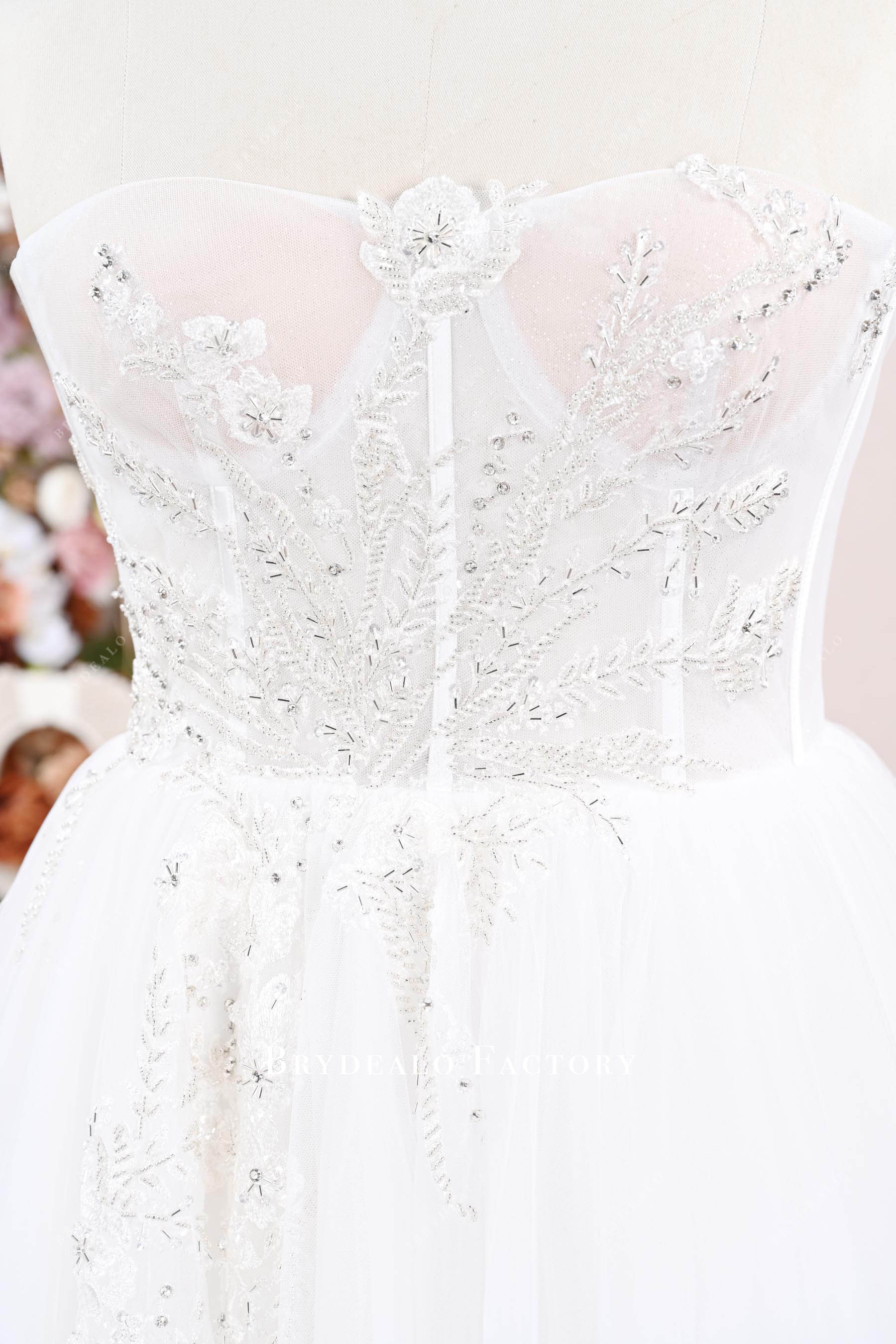 shimmery sweetheart corset wedding gown