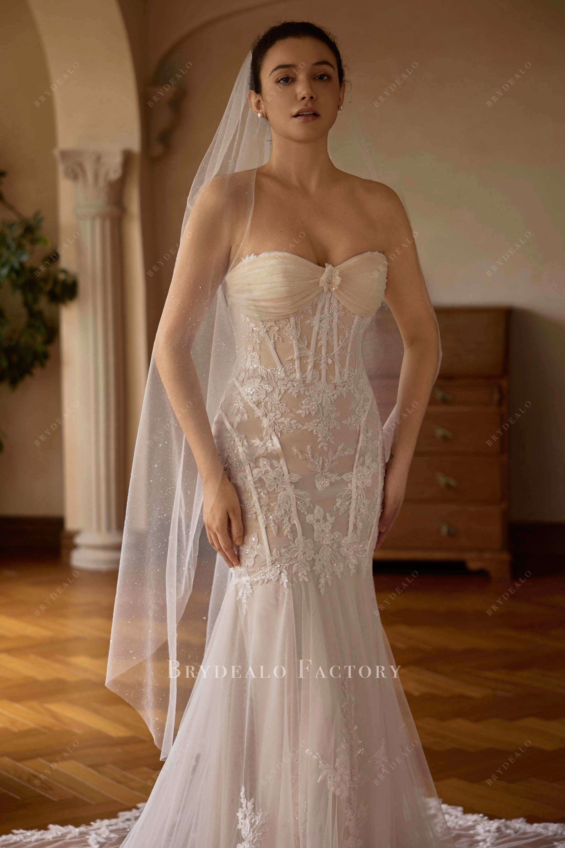 shimmery tulle dew bridal veil