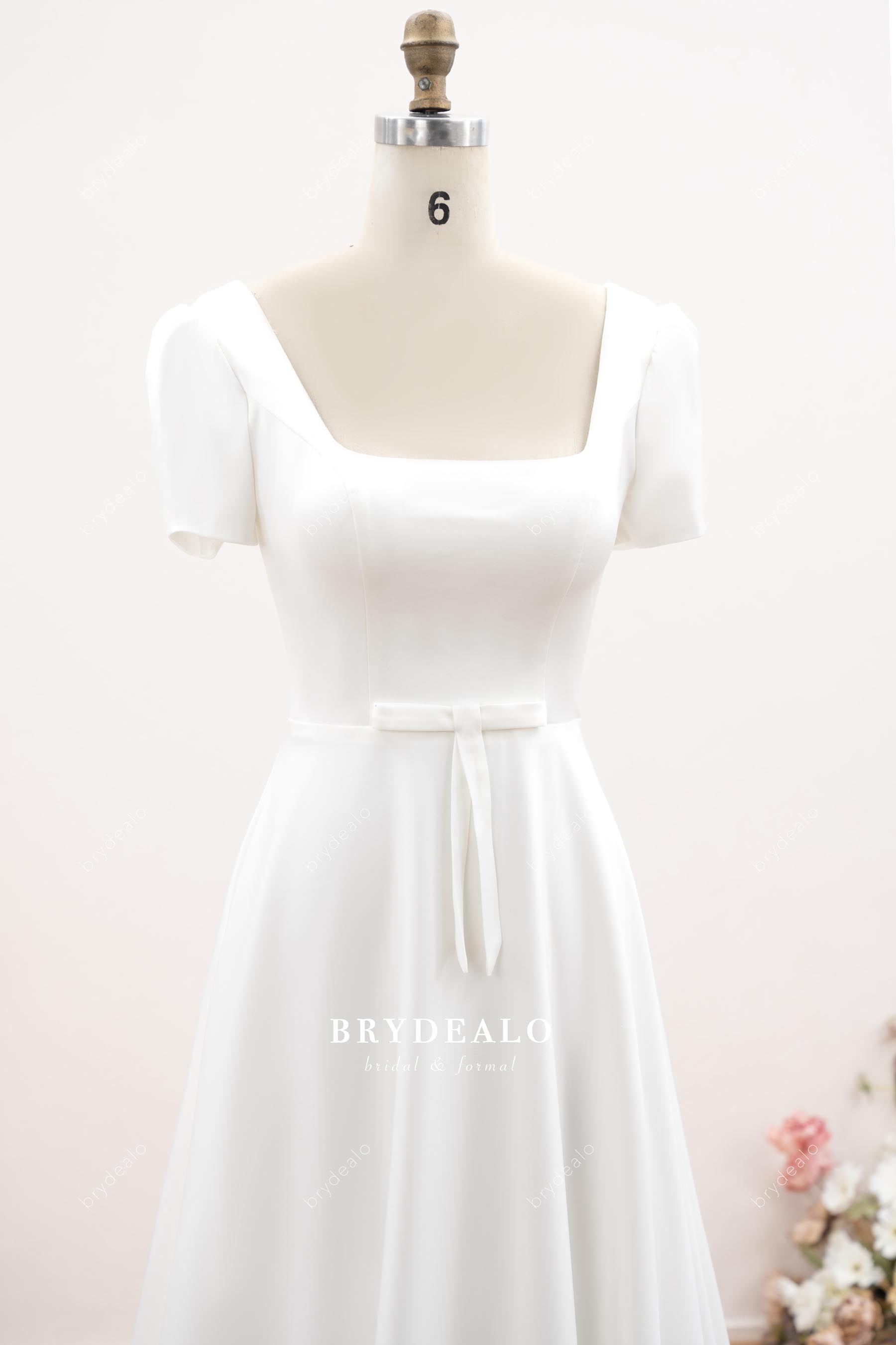short sleeve square neck wedding dress