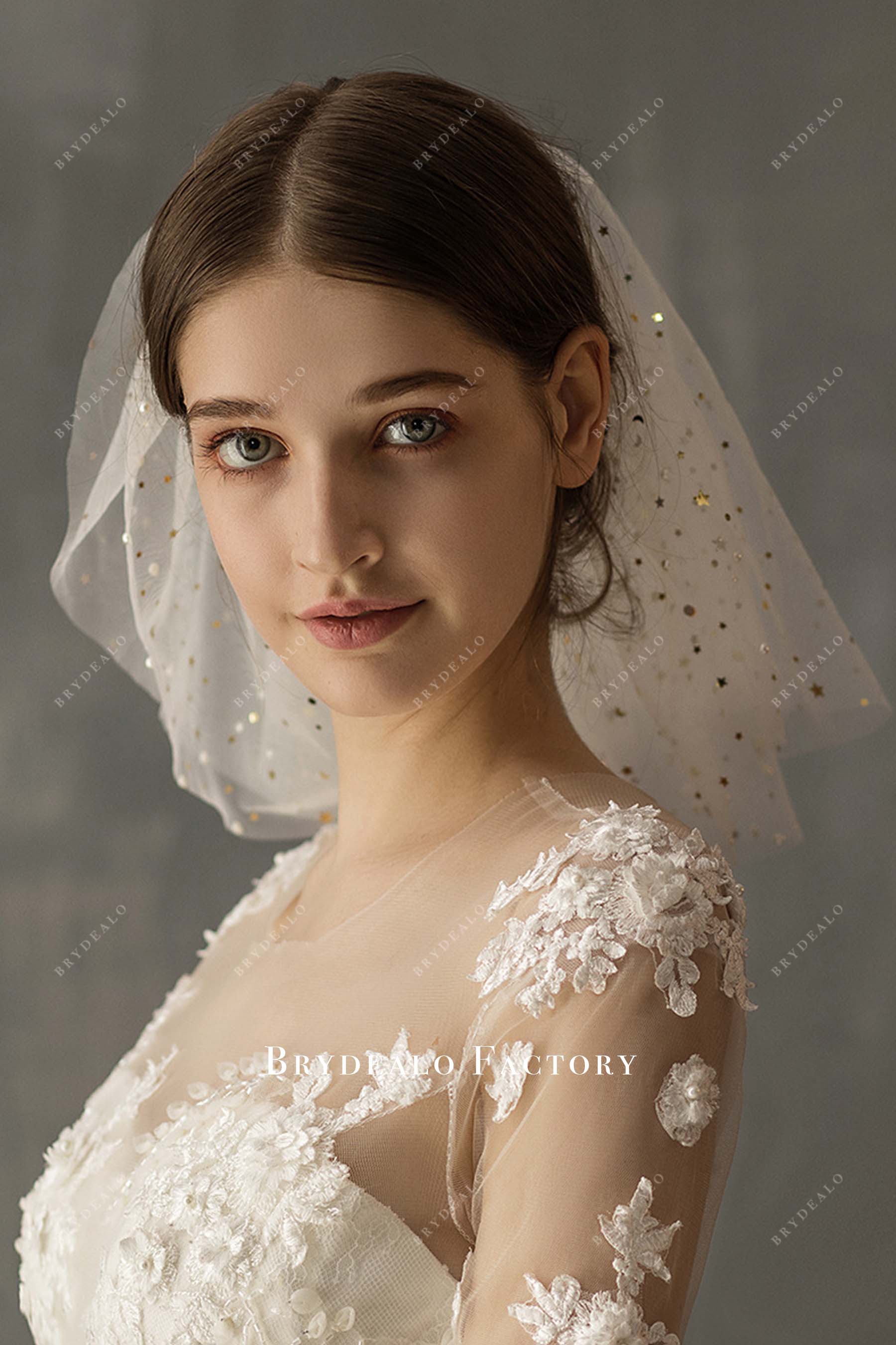 shoulder length tulle bridal veil