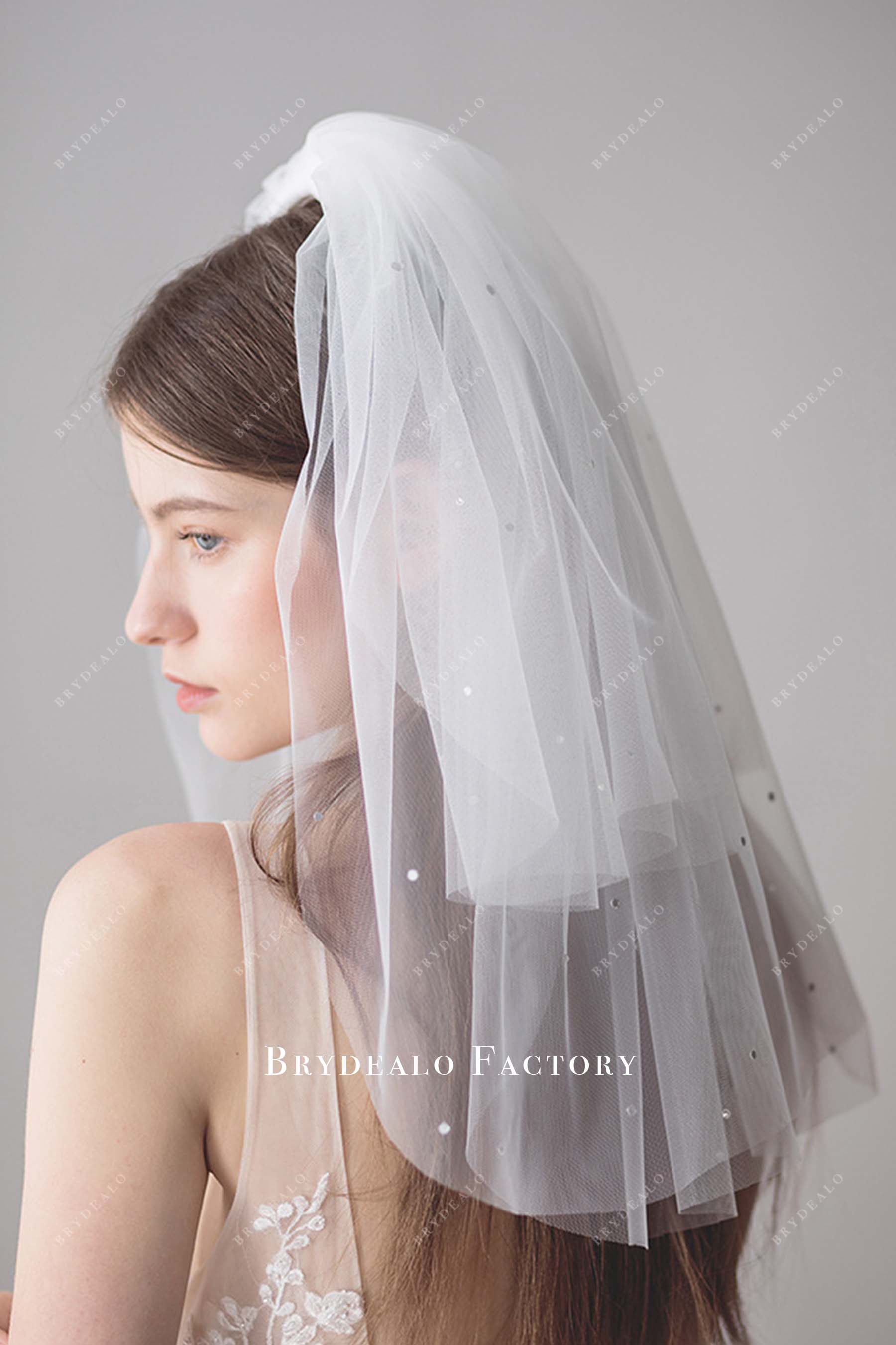 shoulder length raw cut bridal veil