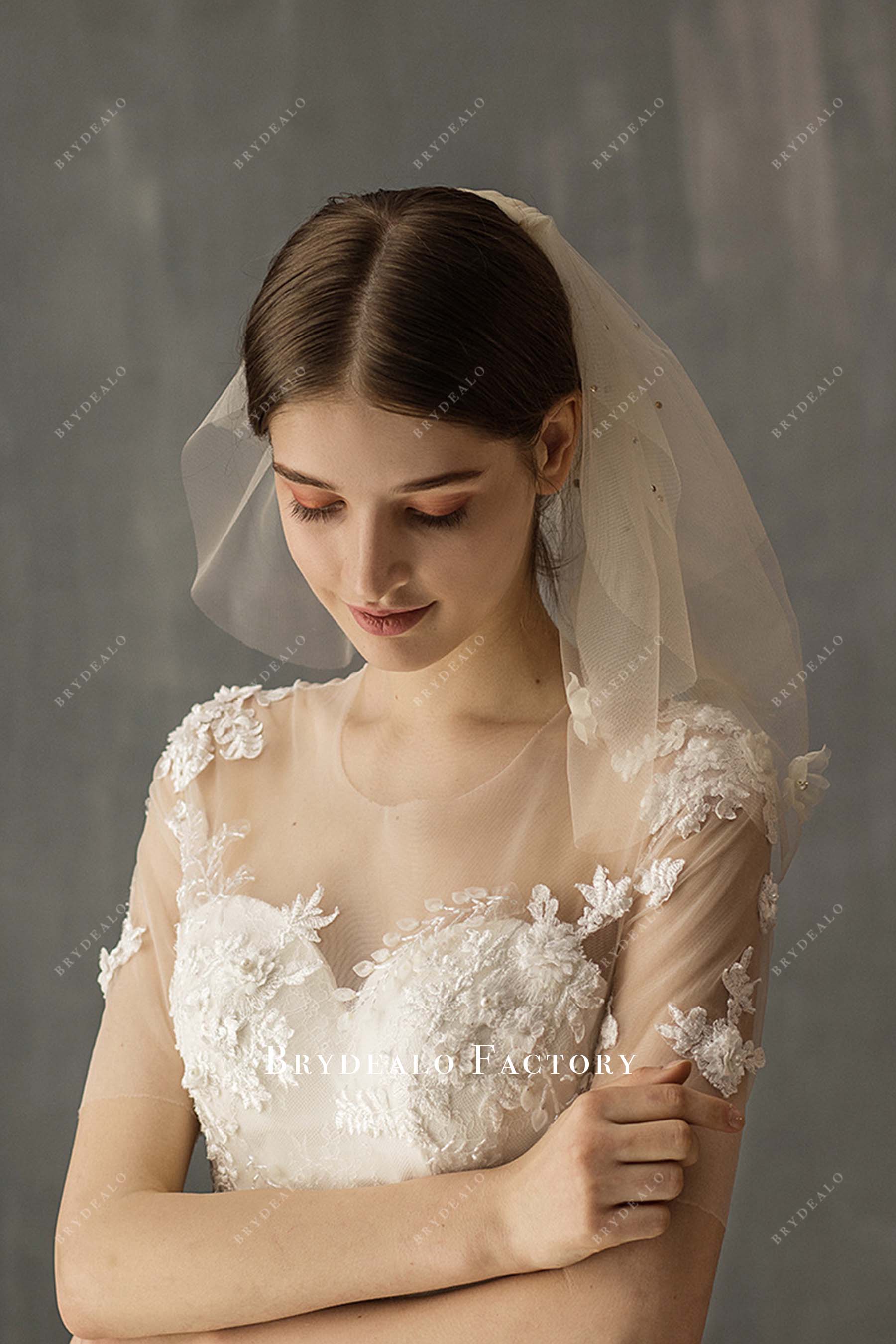 shoulder length tulle bridal veil