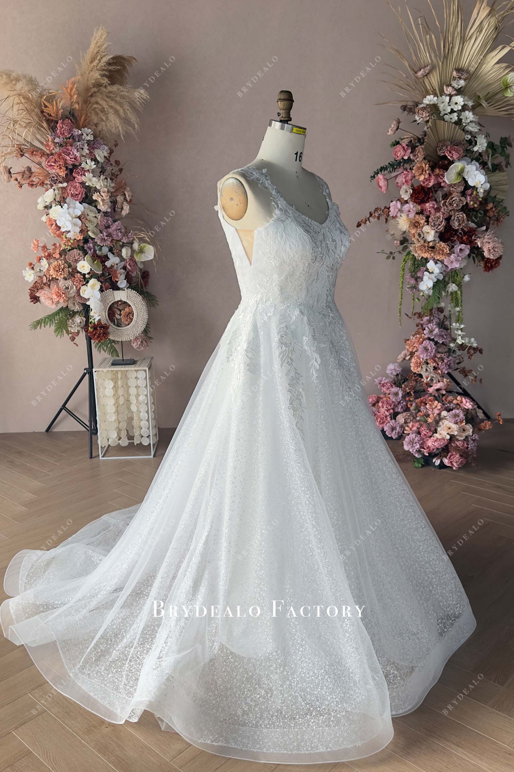 side cutout A-line designer bridal dress