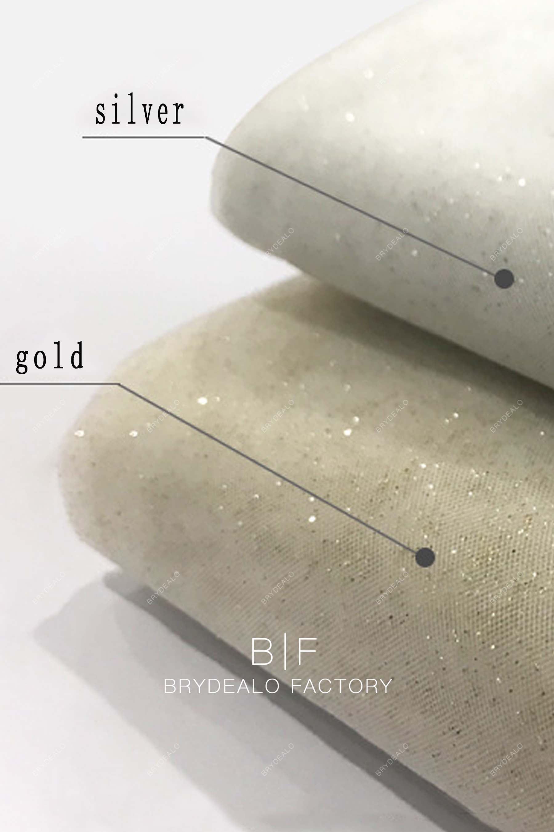 Silver Glitters Veil Material | Gold Shimmery Veil Fabric