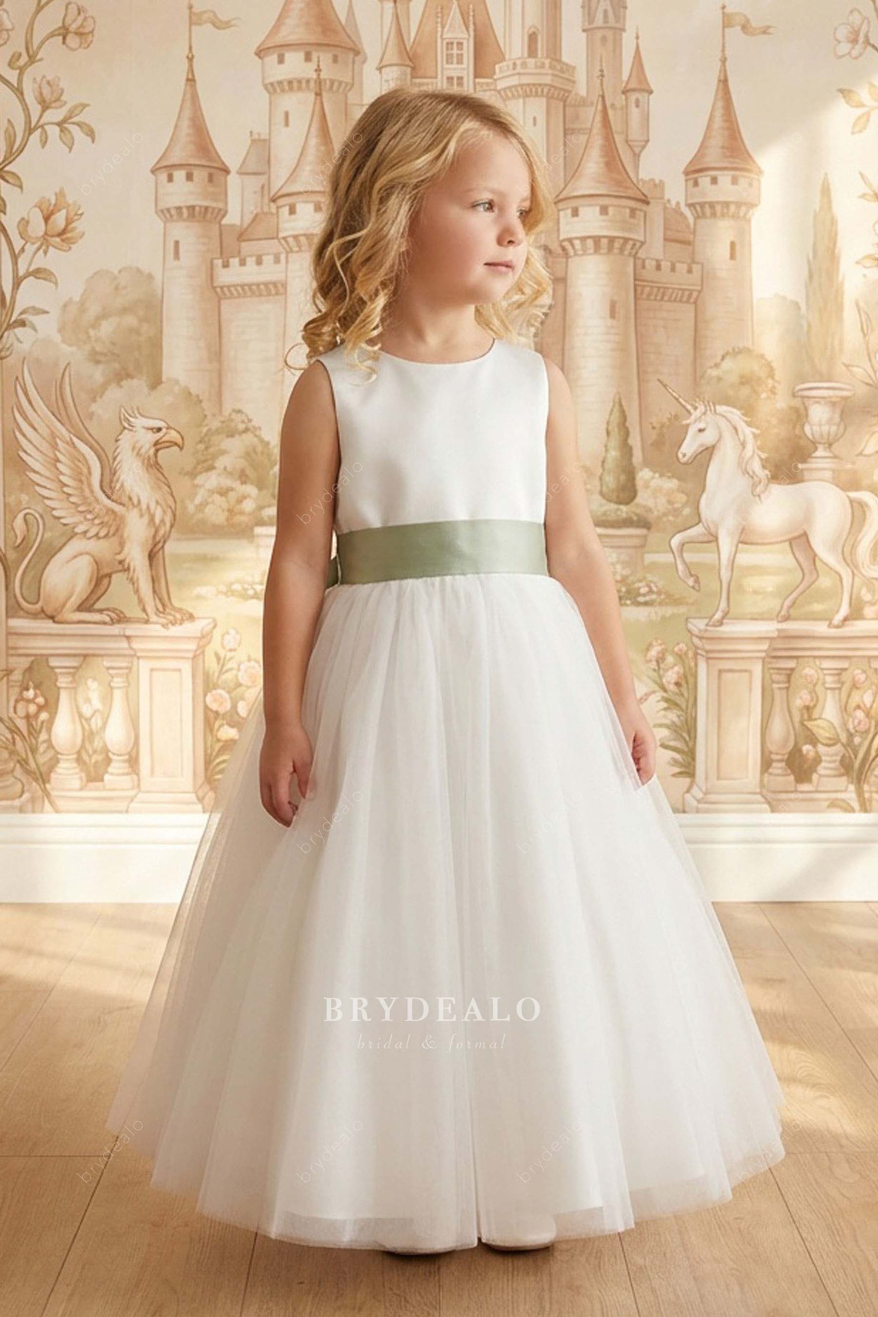 simple boat neck flower girl dress