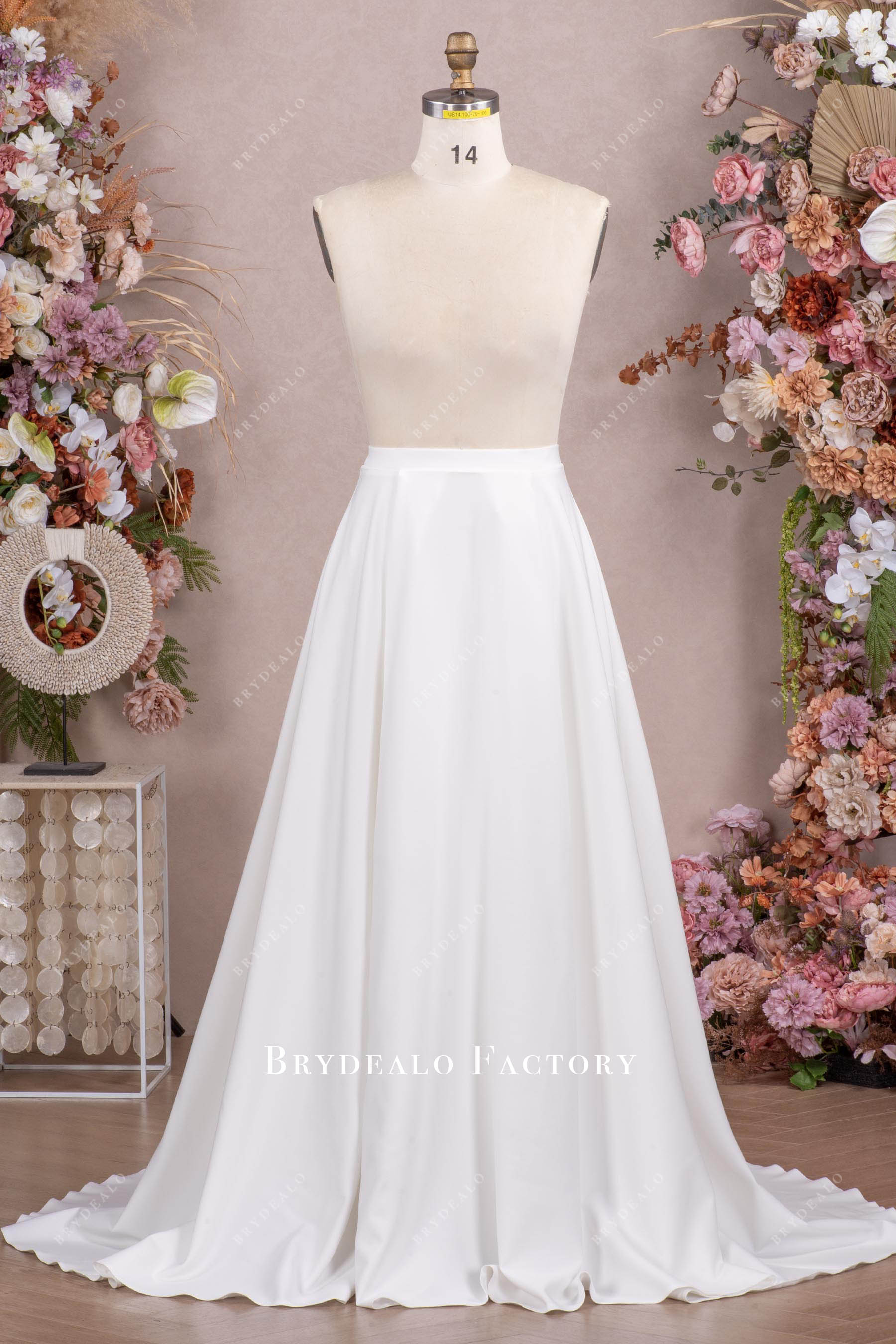 simple crepe Aline bridal skirt