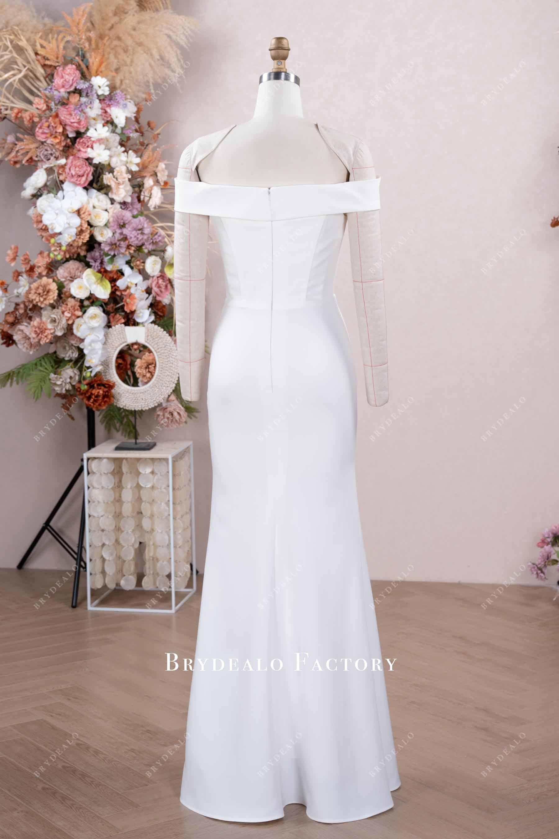 simple floor length crepe wedding dress