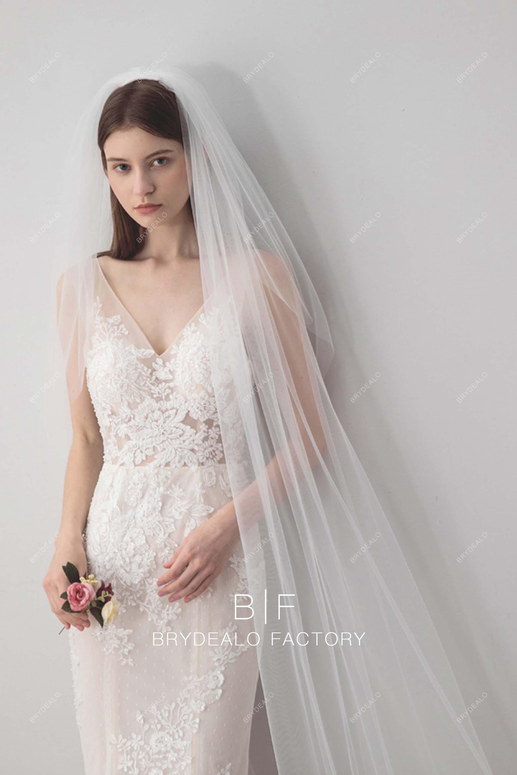 Simple Plain Tulle Two Tiered Bridal Veil