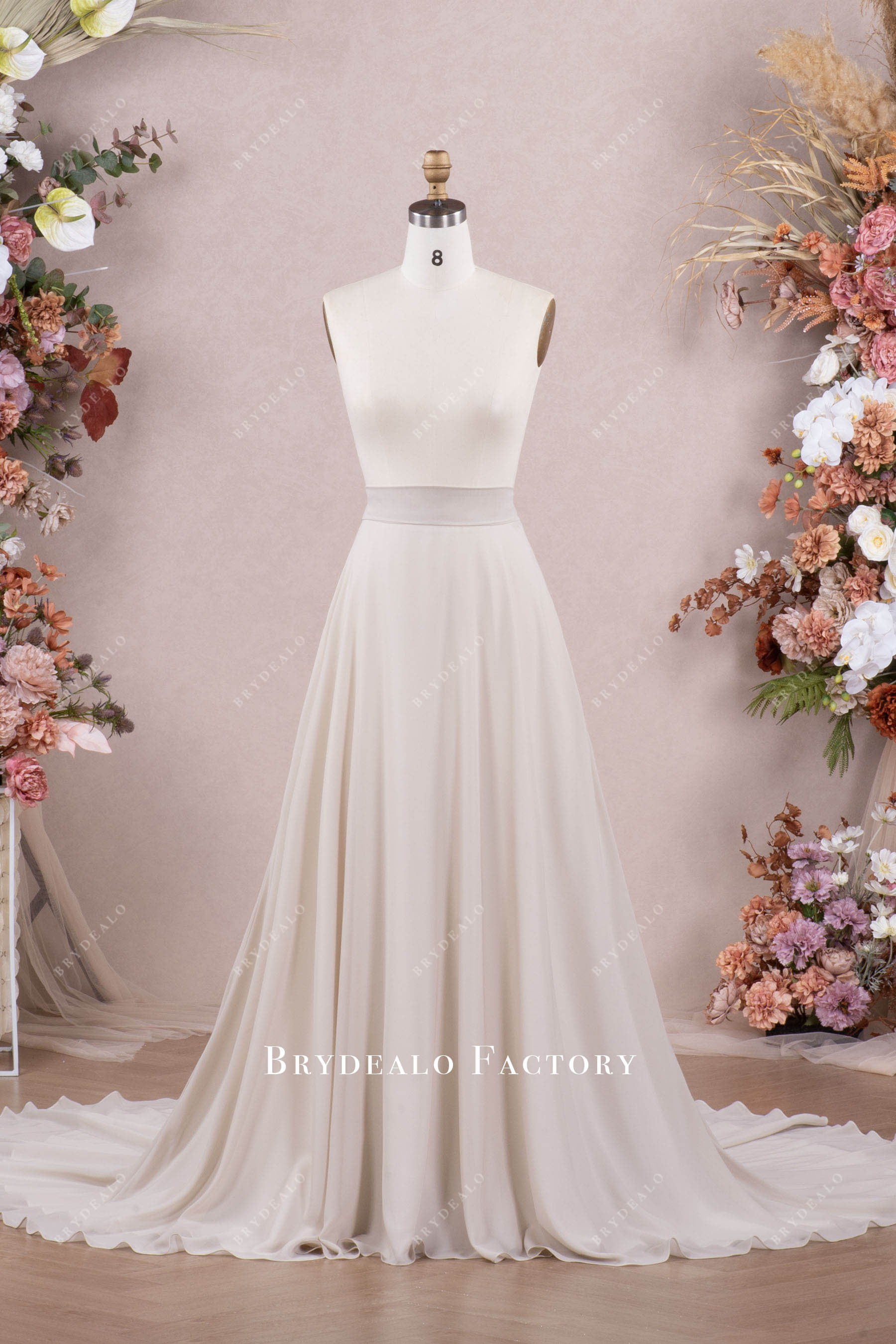 simple oyster Aline bridal skirt