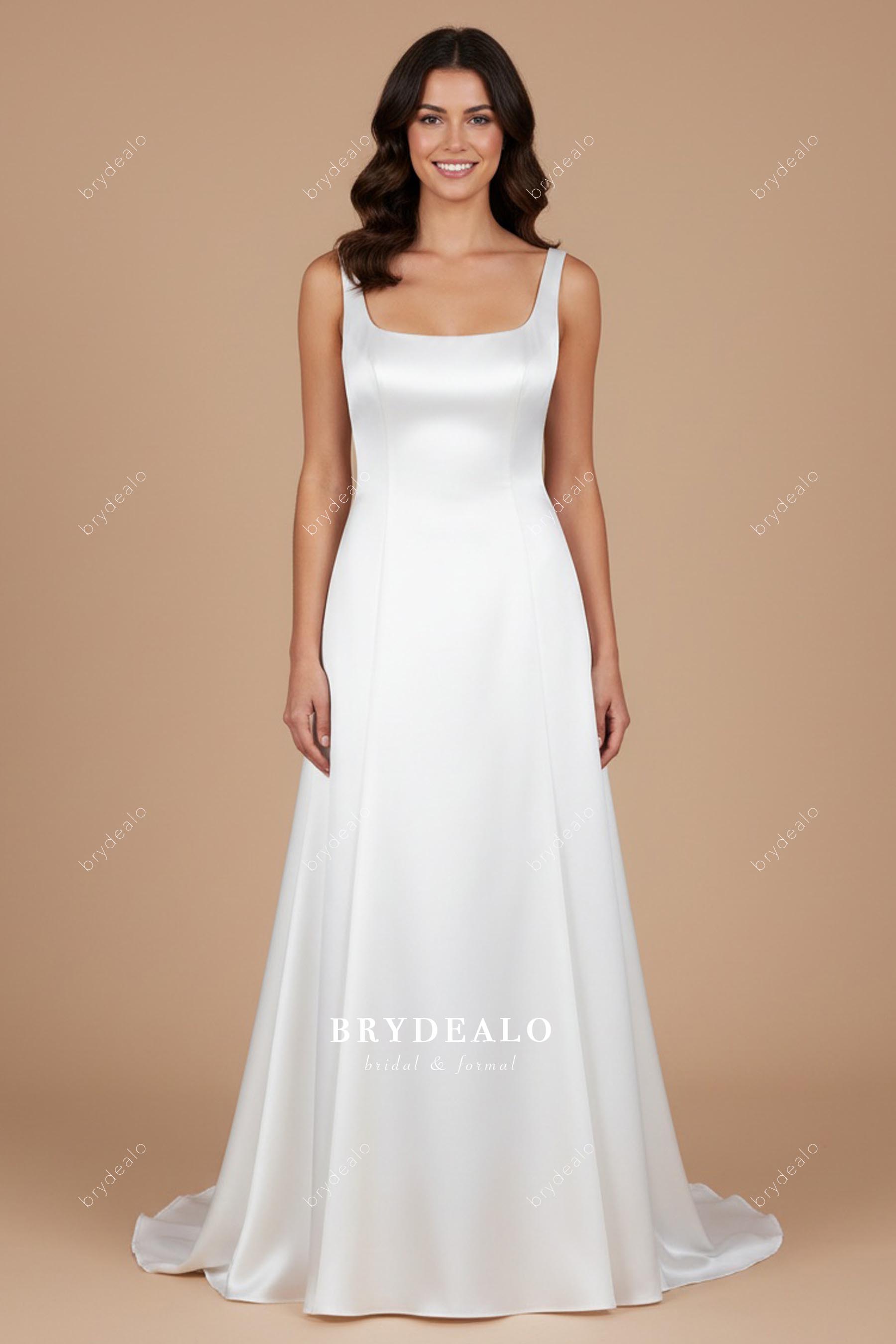 simple square neck wedding dress