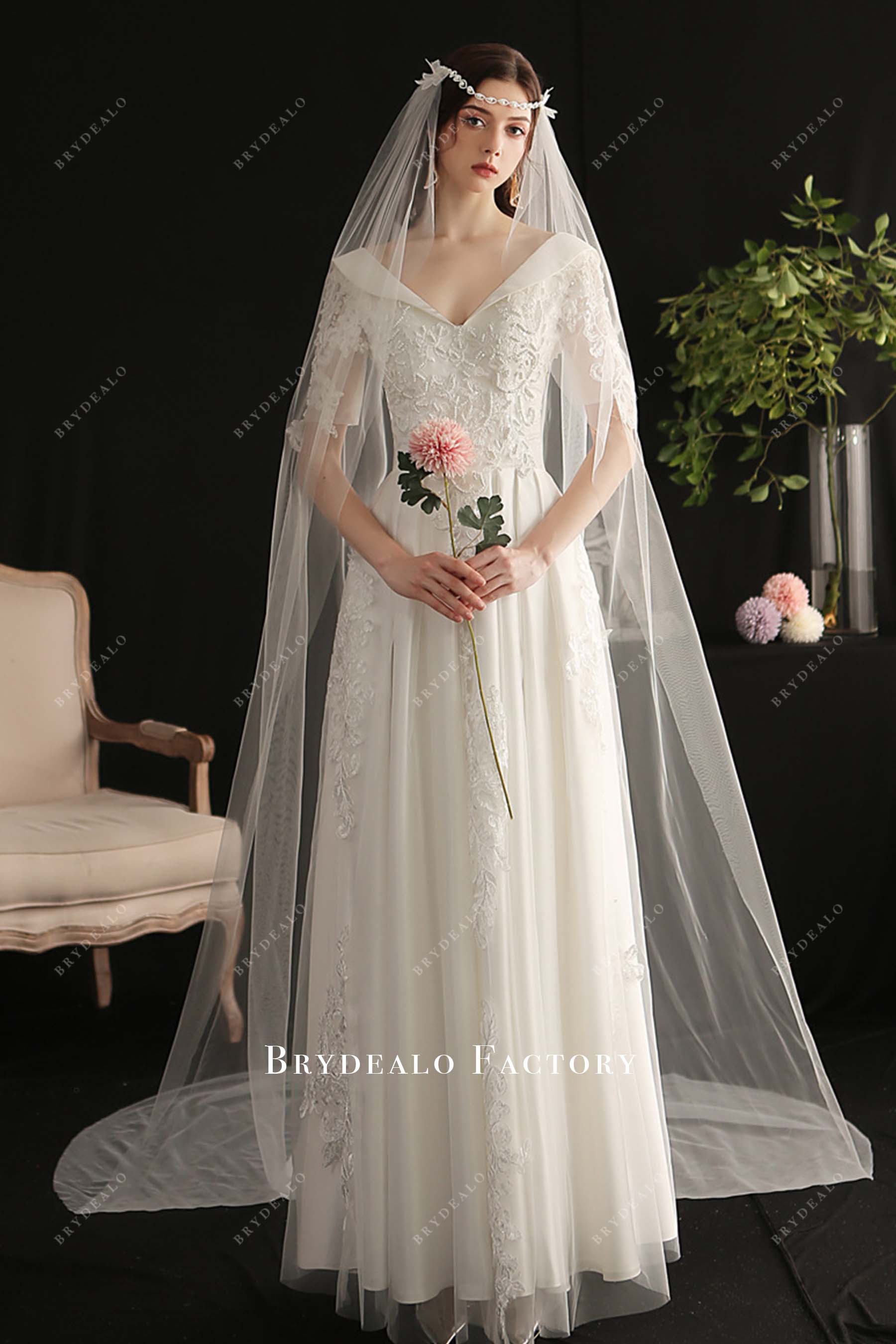 single tier cathedral length bridal veil