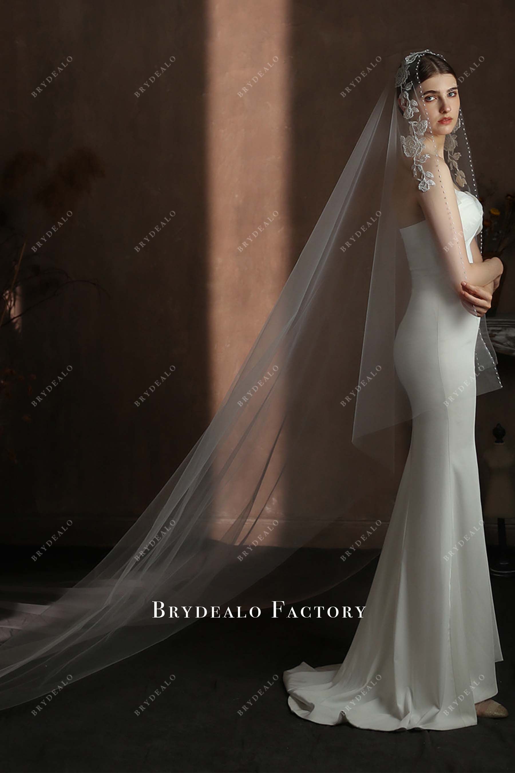 single tier tulle bridal veil