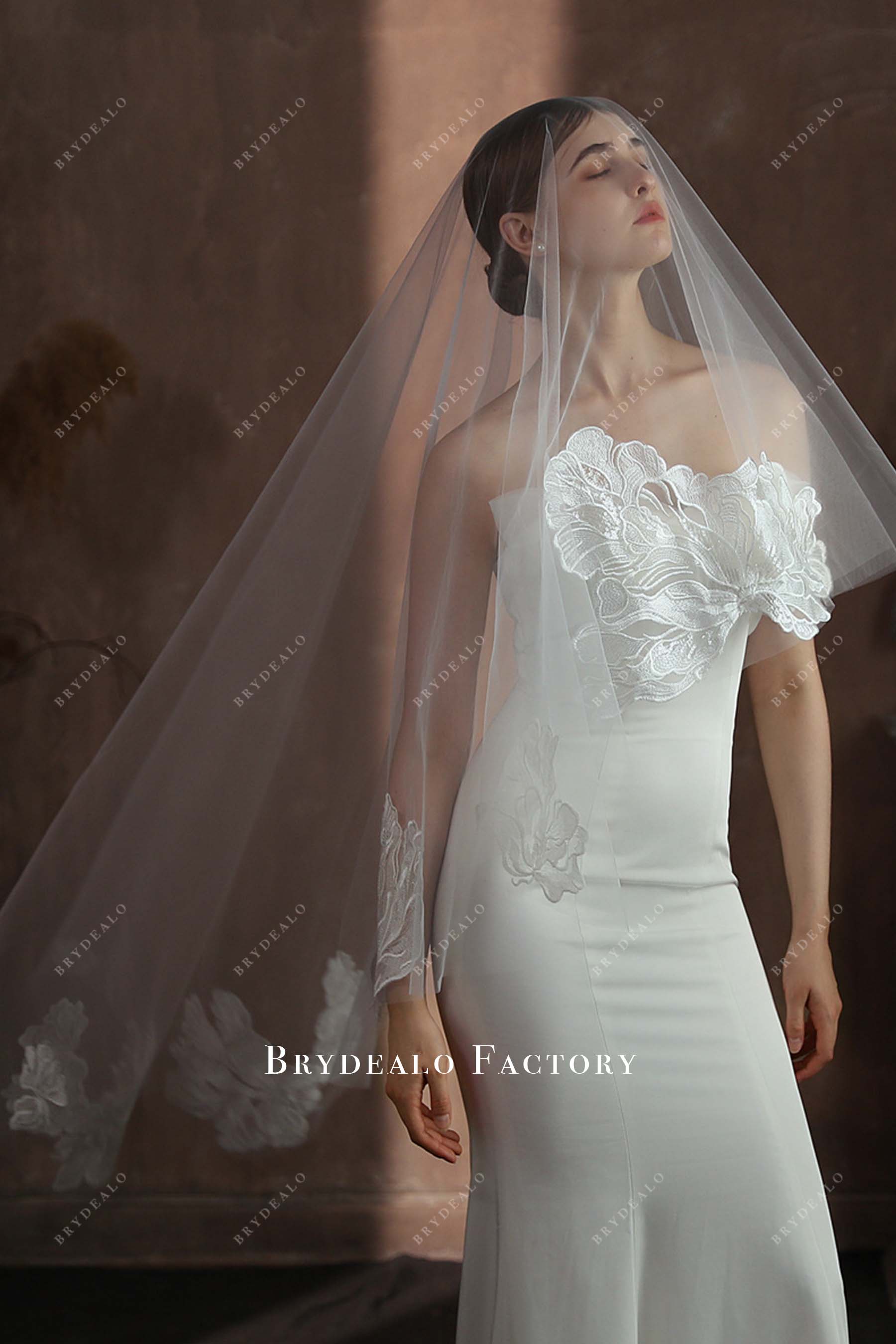 single tier tulle bridal veil