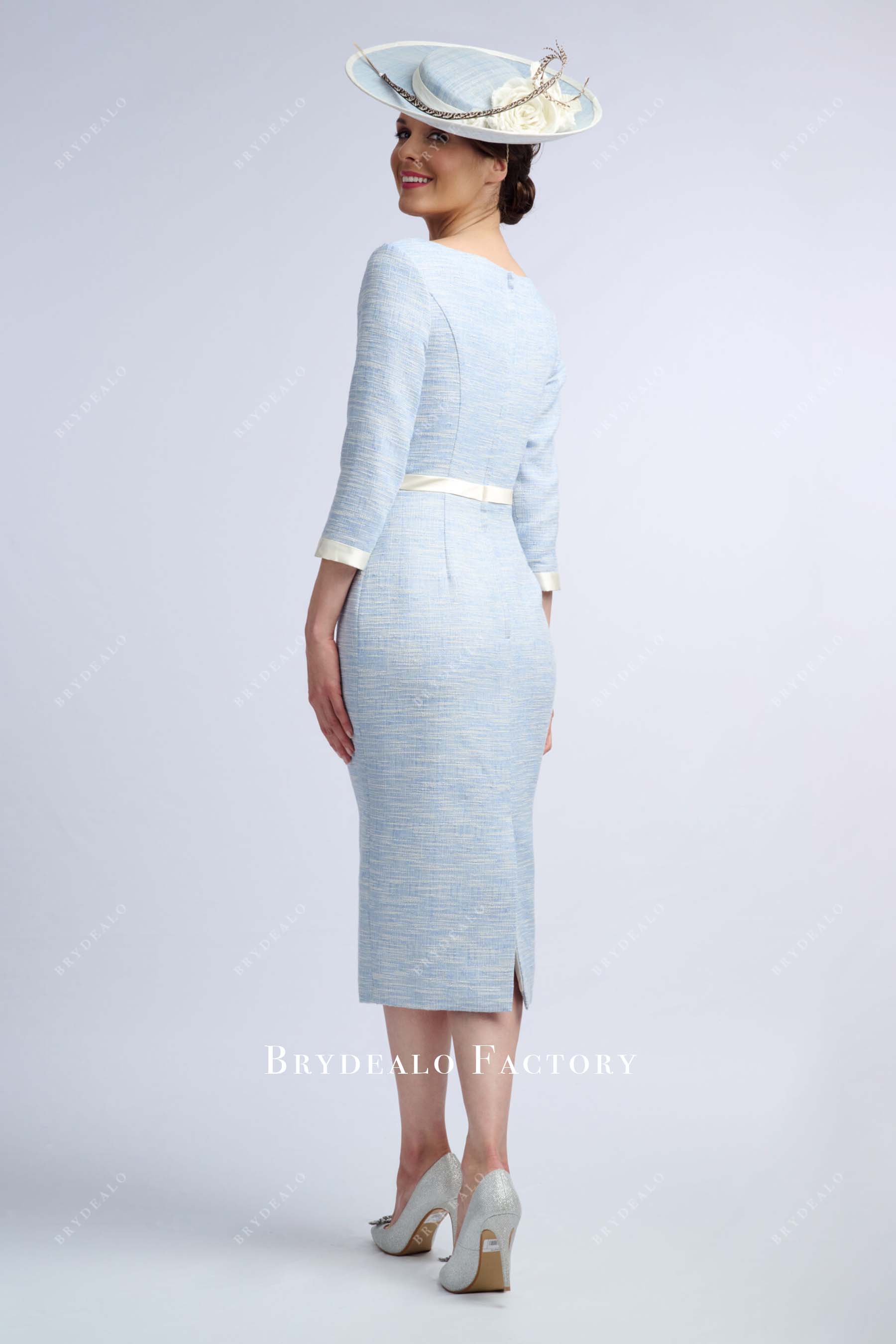 sky blue pencil mother of bride dress