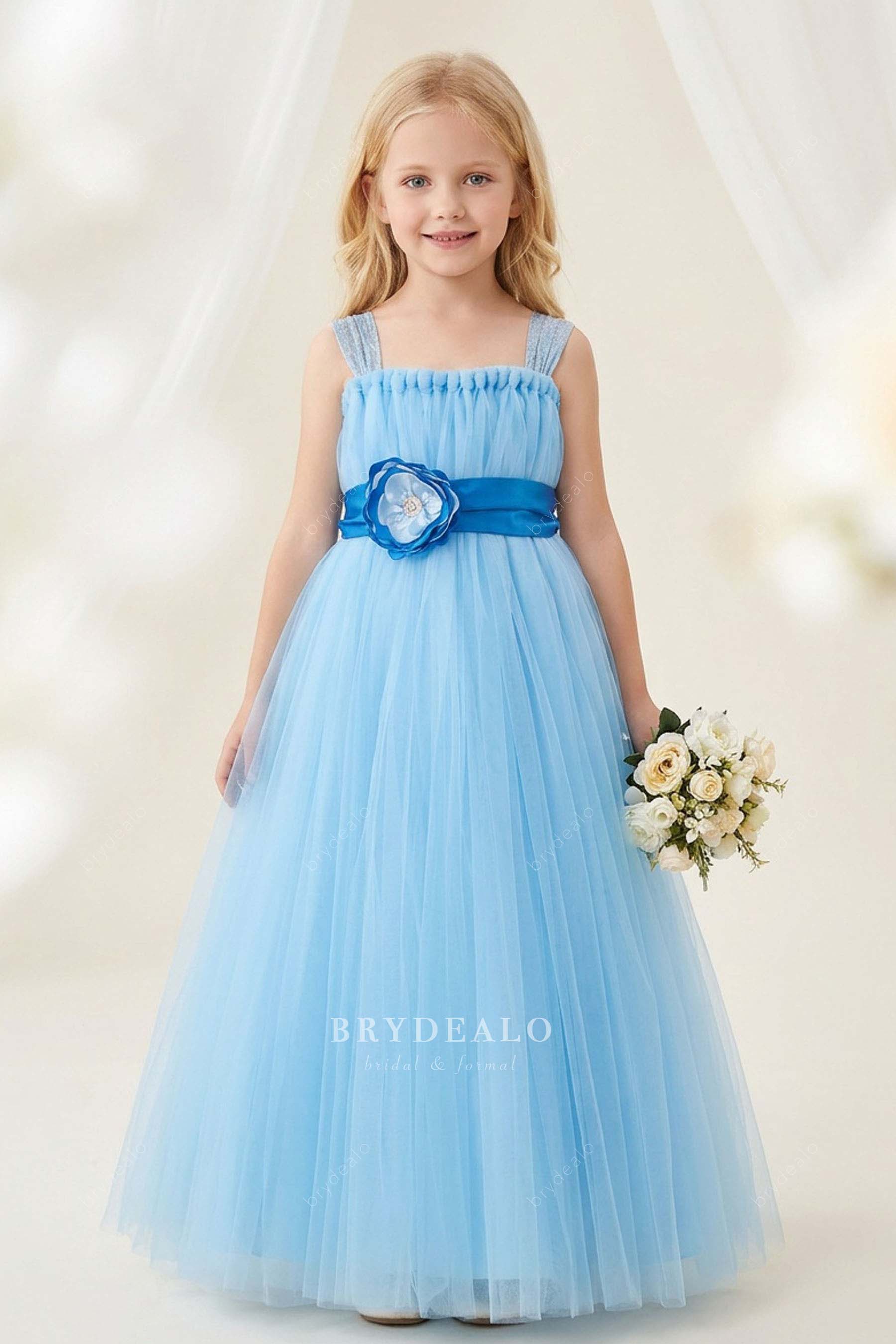 sky blue tulle flower girl dress