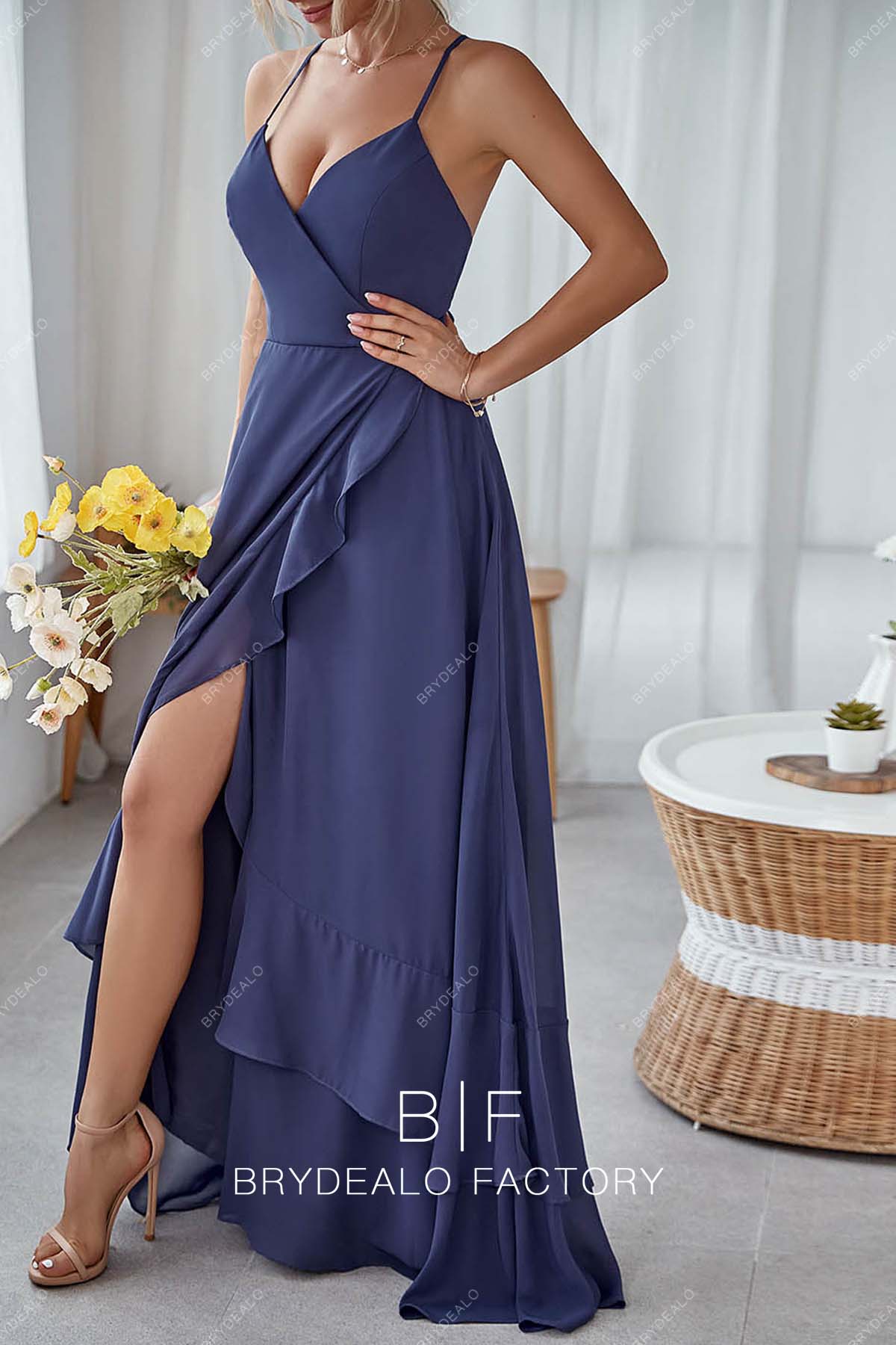 charmeuse and chiffon bridesmaid dress