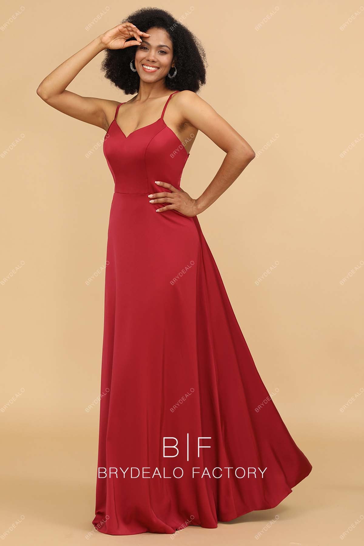 Red Charmeuse Sleeveless A-line Bridesmaid Dress