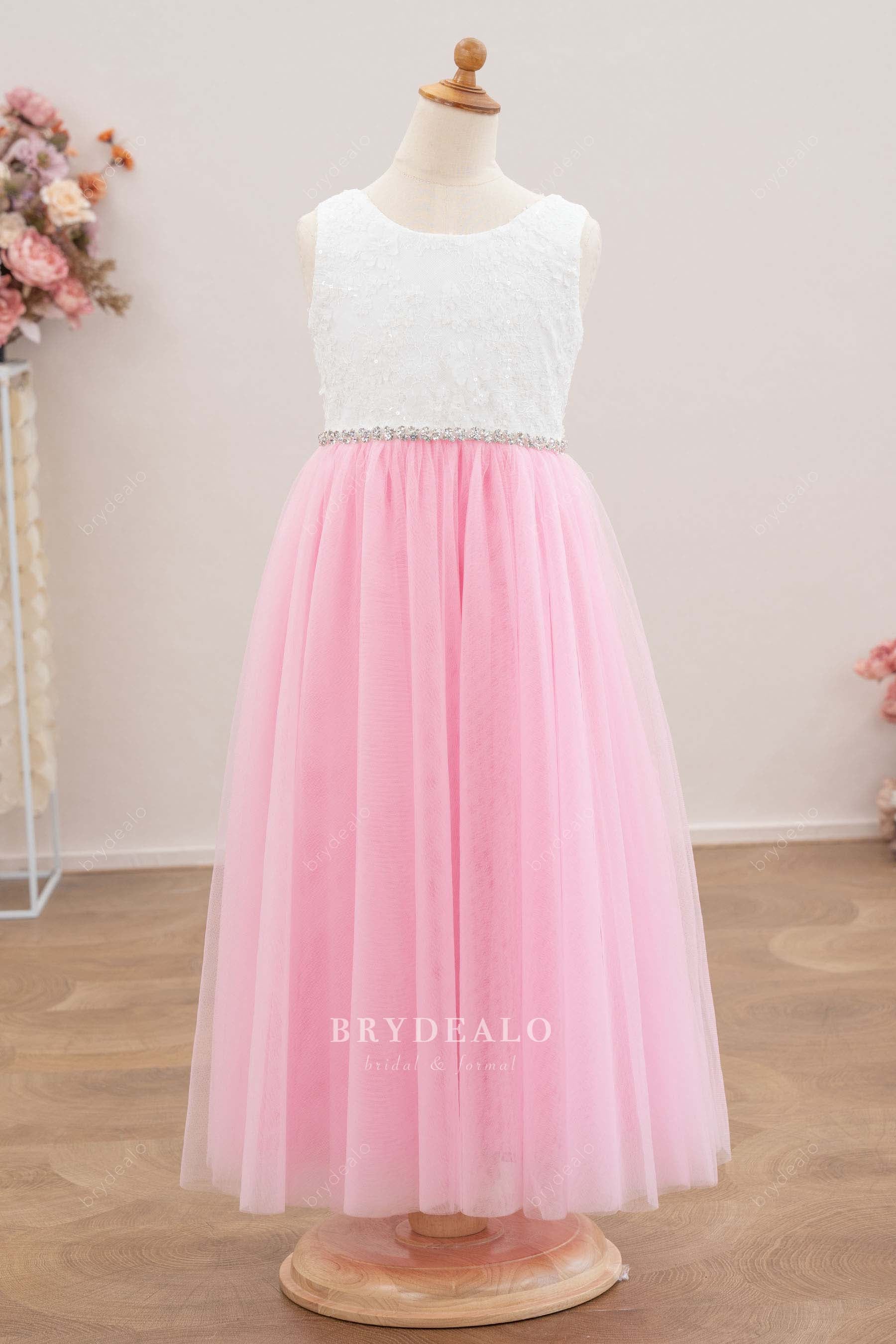 sleeveless Aline flower girl dress