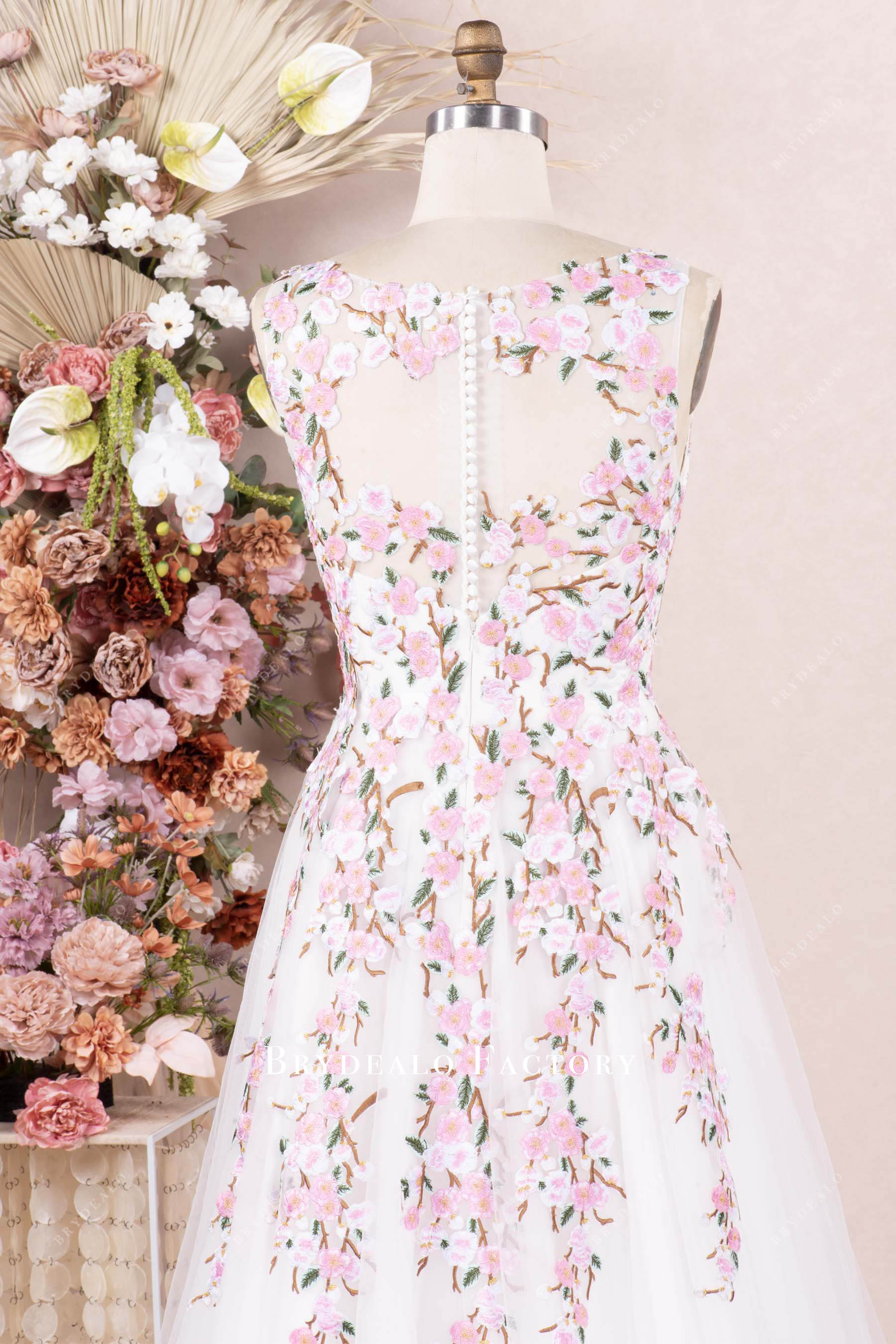 White dress with pink deals flowers