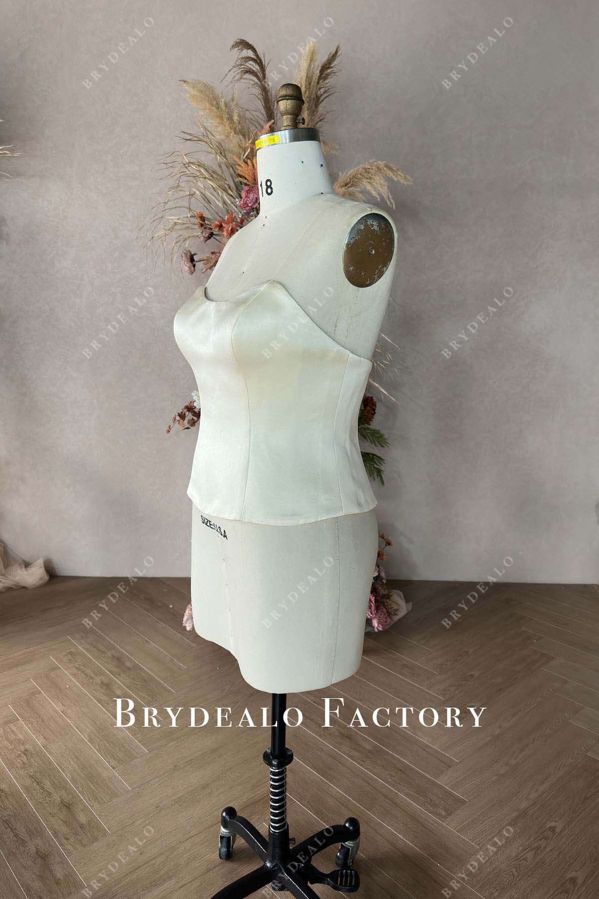 sleeveless designer champagne satin bridal corset top