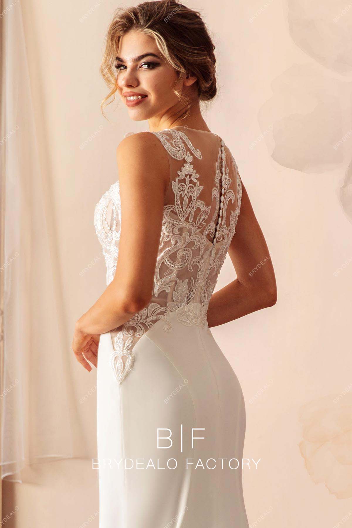 sleeveless lace side cutout bridal dress