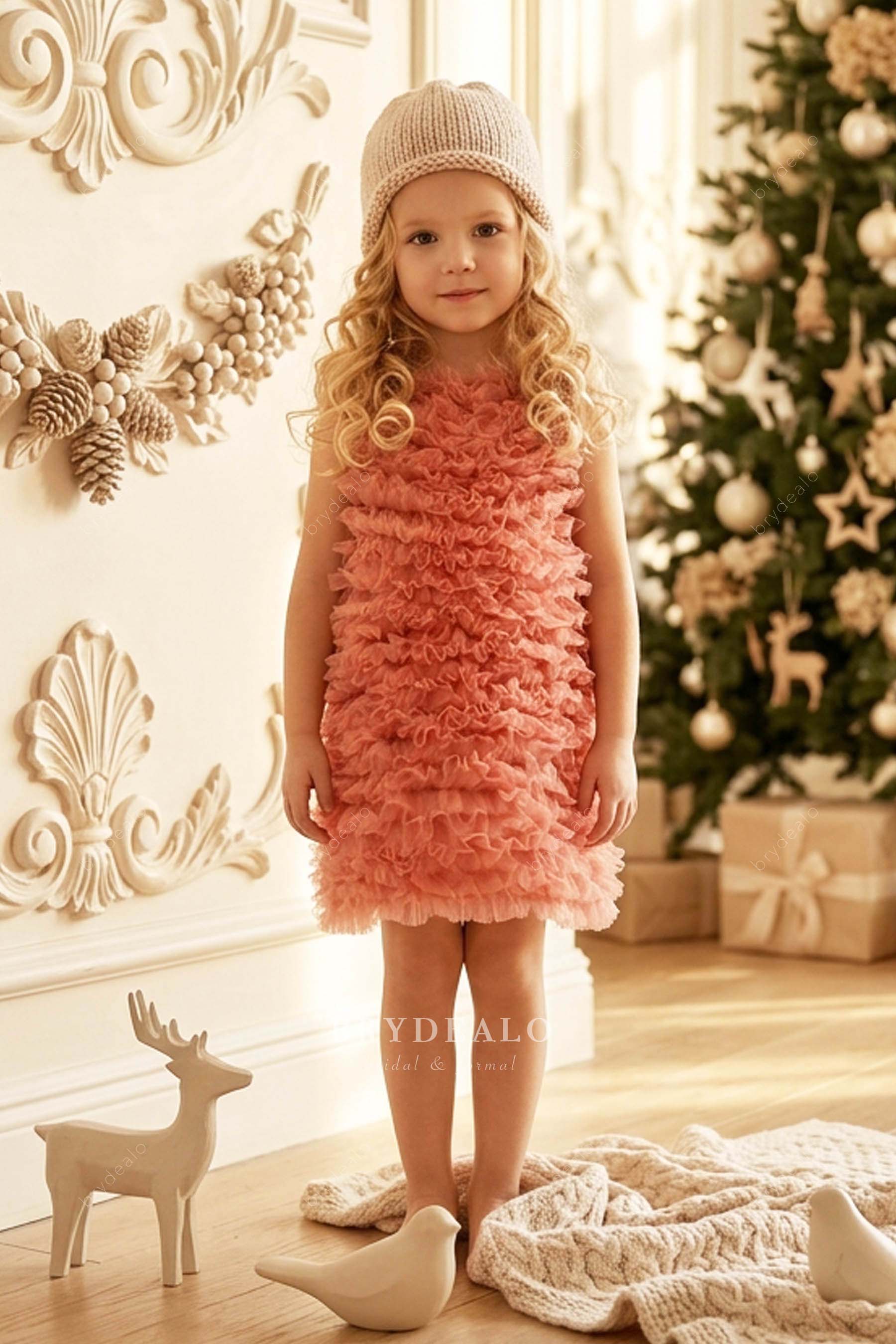 sleeveless ruffled kids dress
