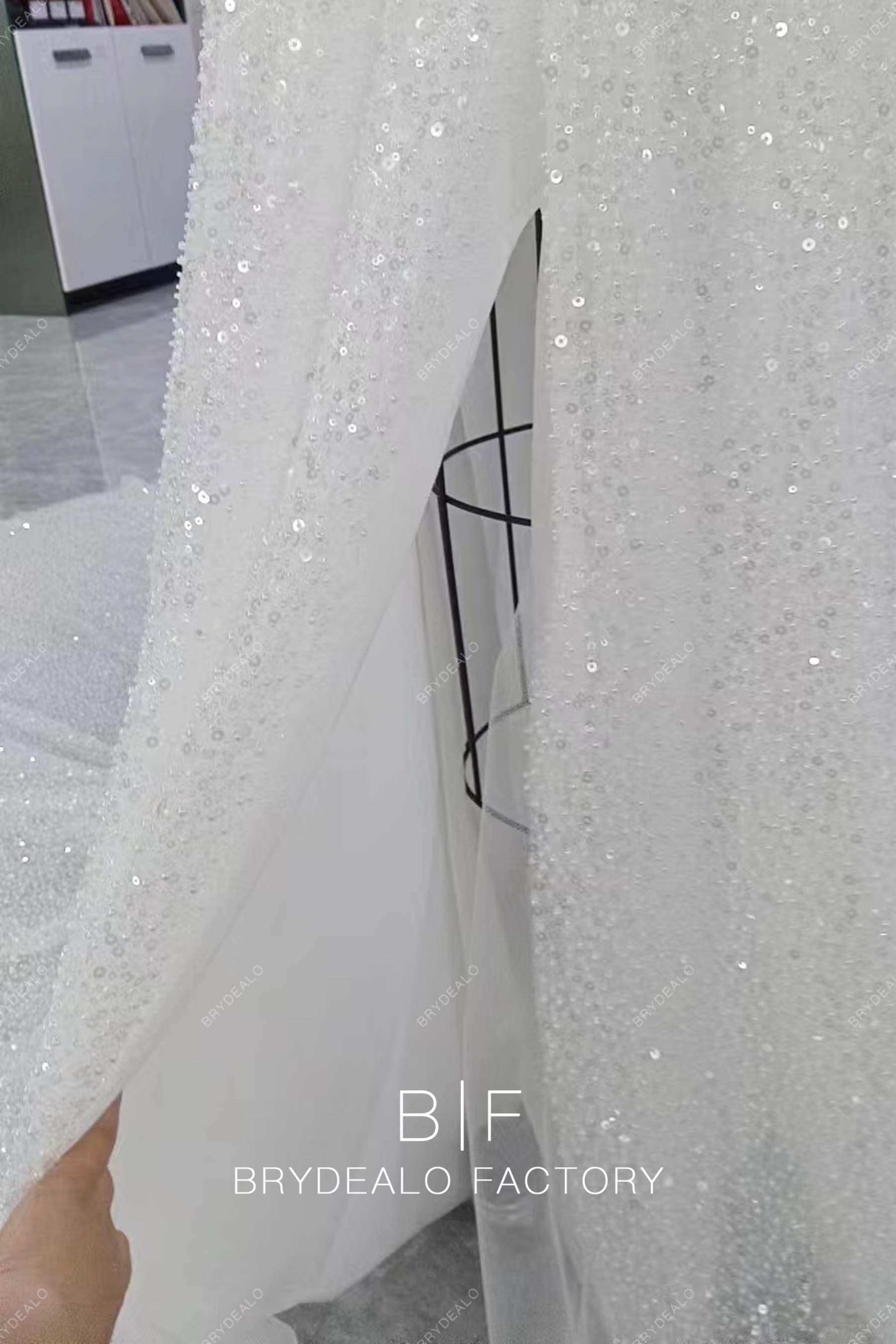 slit A-line sparkly wedding gown