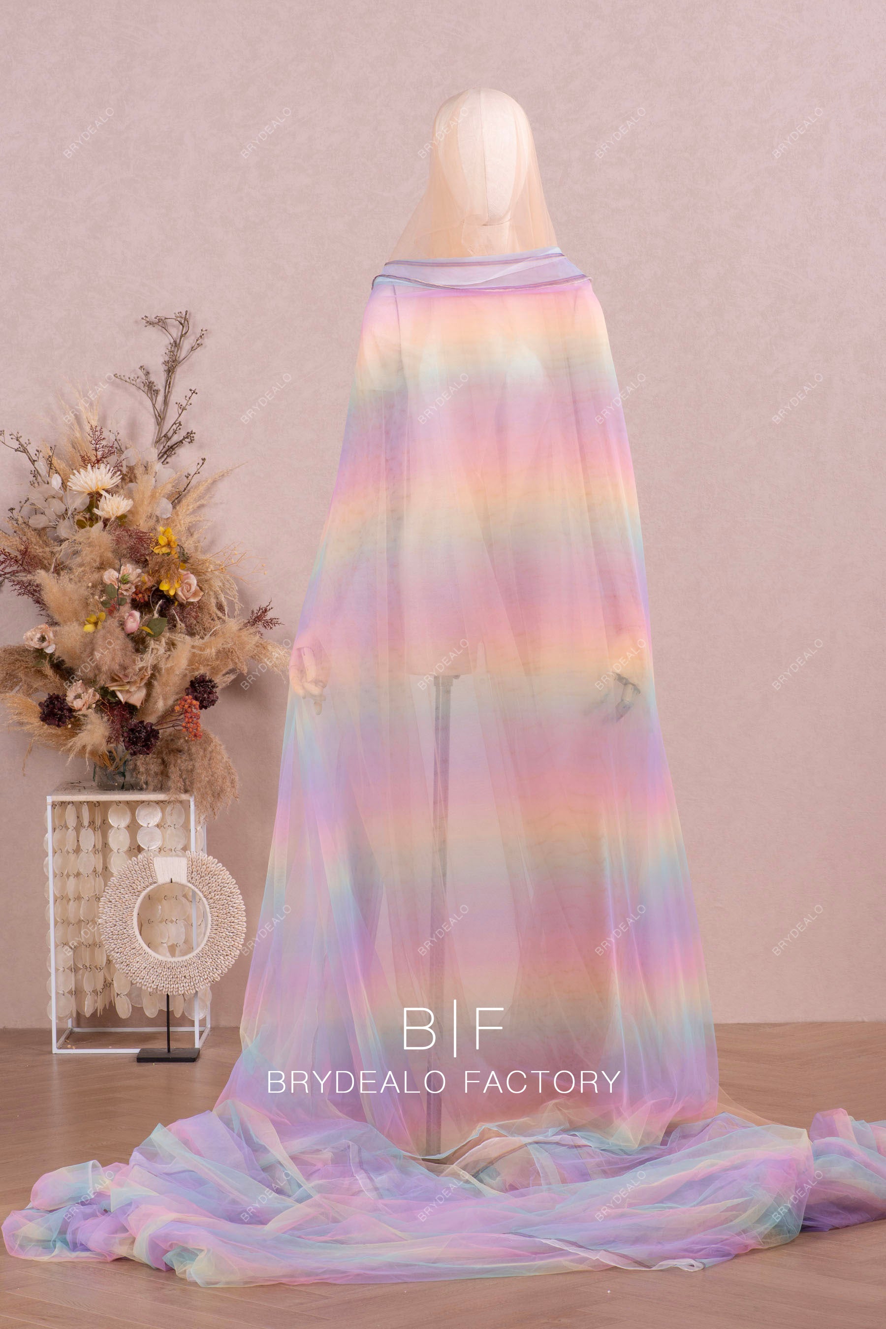 soft rainbow tulle fabric