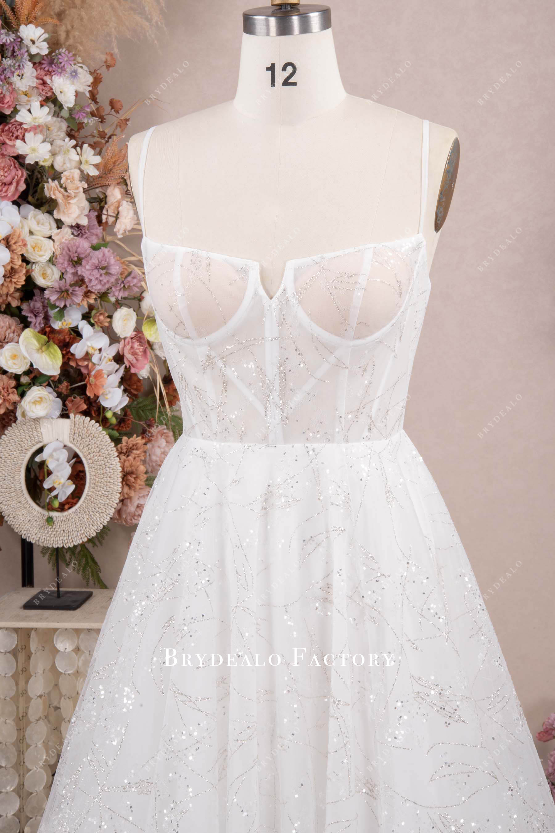 spaghetti strap corset wedding dress