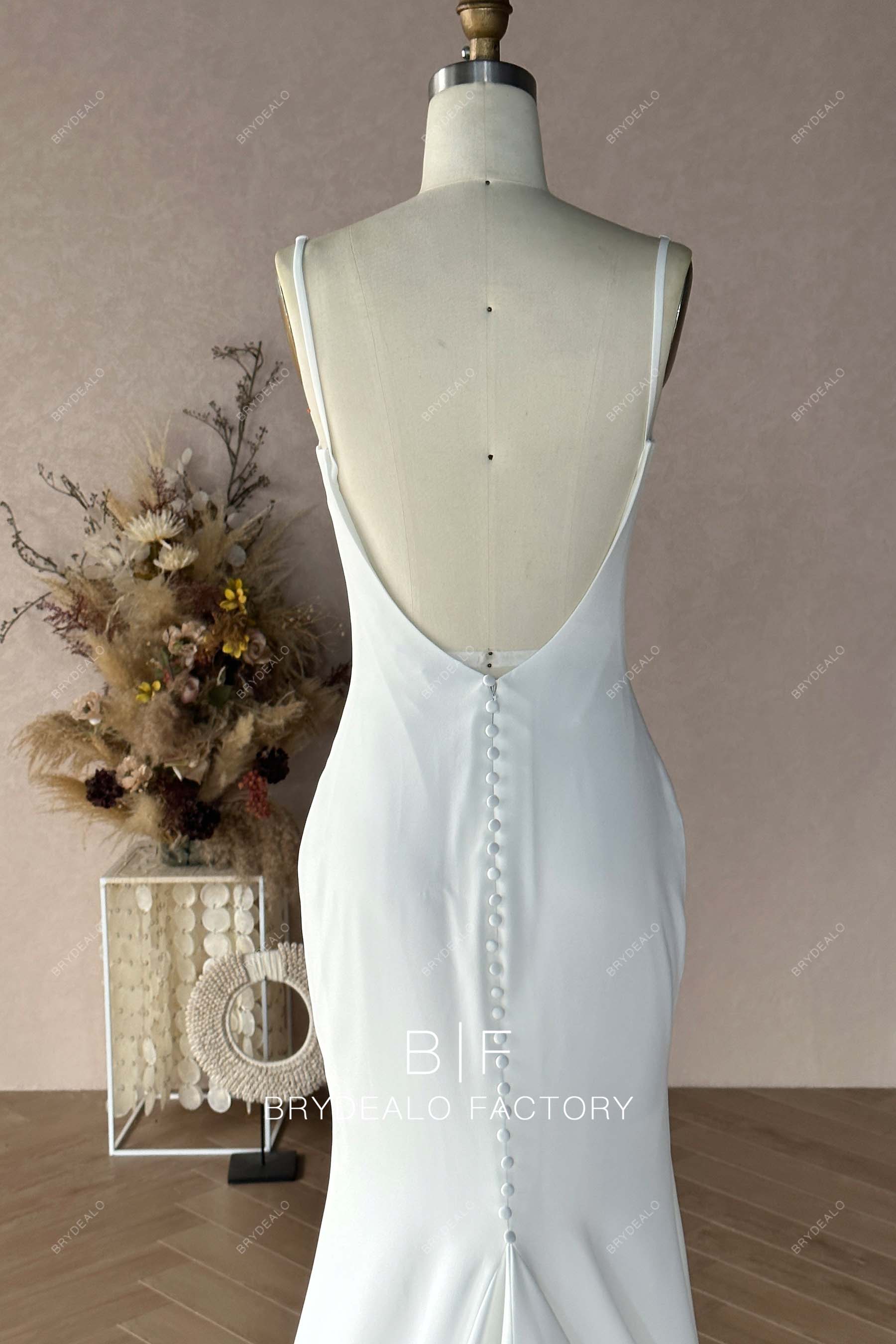 Private Label Sleeveless Open Back Custom Crepe Bridal Dress