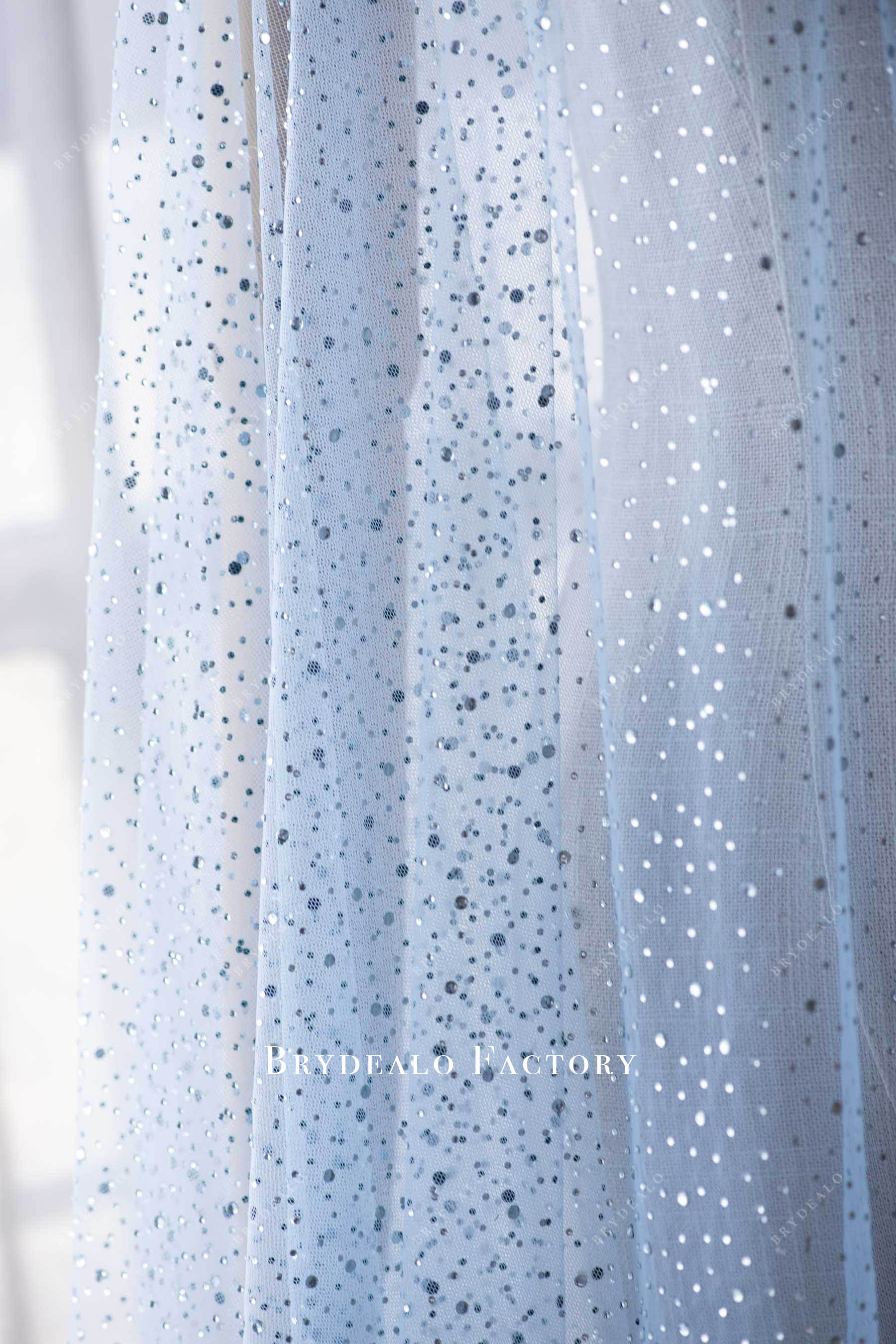 sparkly blue rhinestone tulle