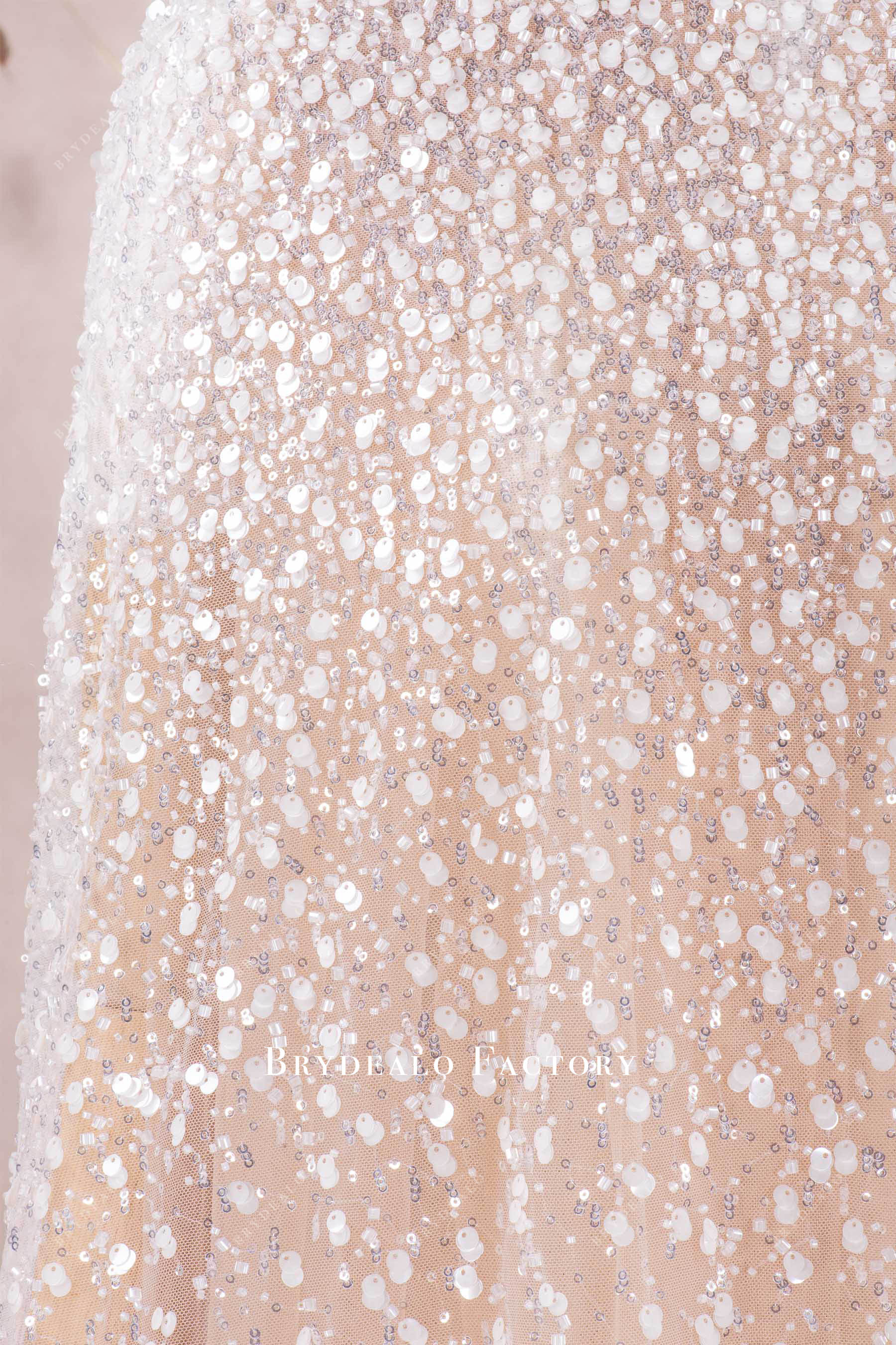 sparkly cream white beading sequin tulle