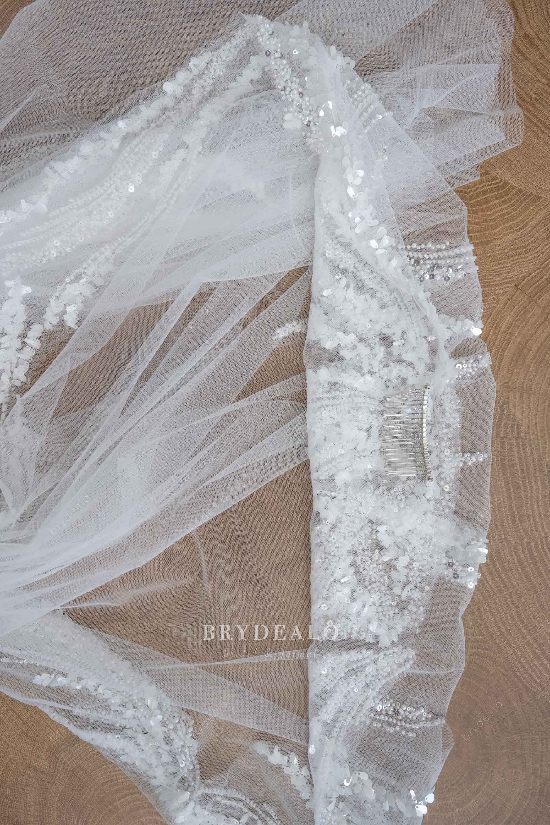 sparkly lace comb bridal veil