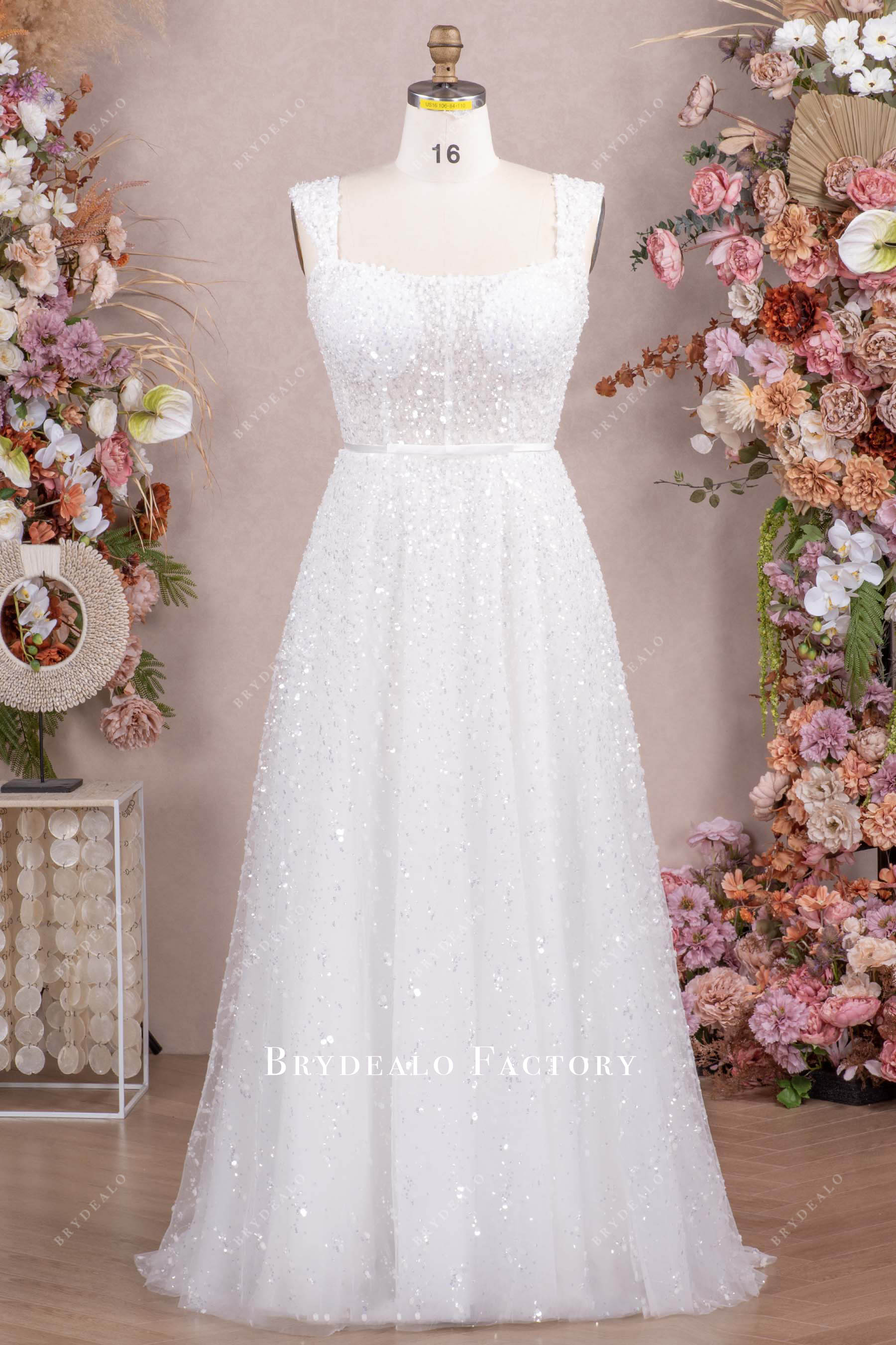 sparkly ombre sequin Aline wedding dress