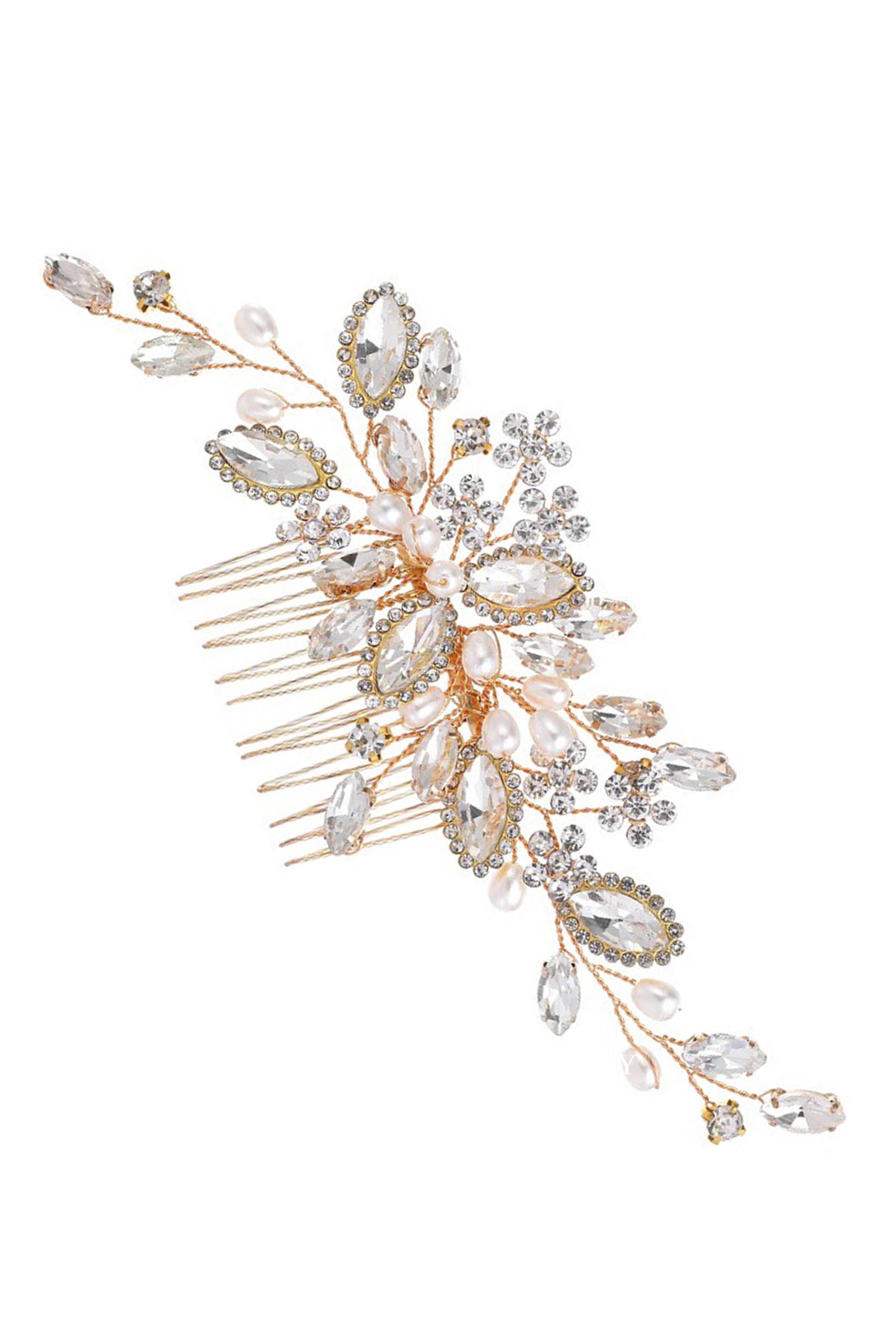 sparkly rhinestone gold alloy bridal comb