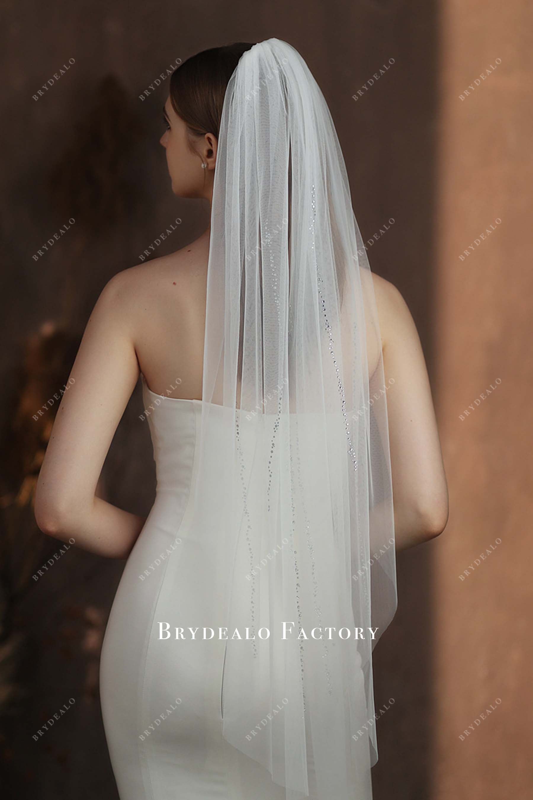 sparkly rhinestones bridal veil