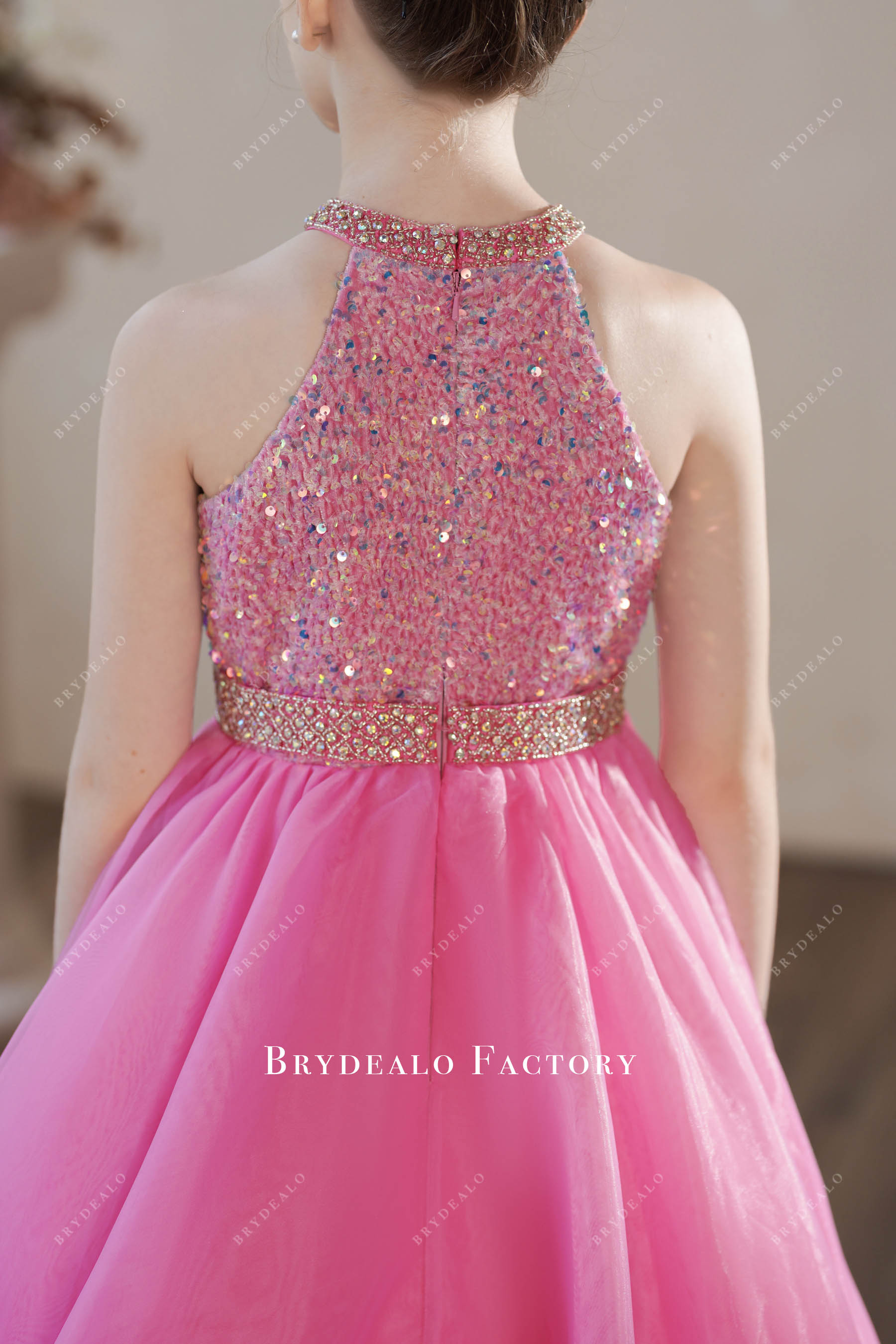 sparkly sequin rhinestone kids formal dress