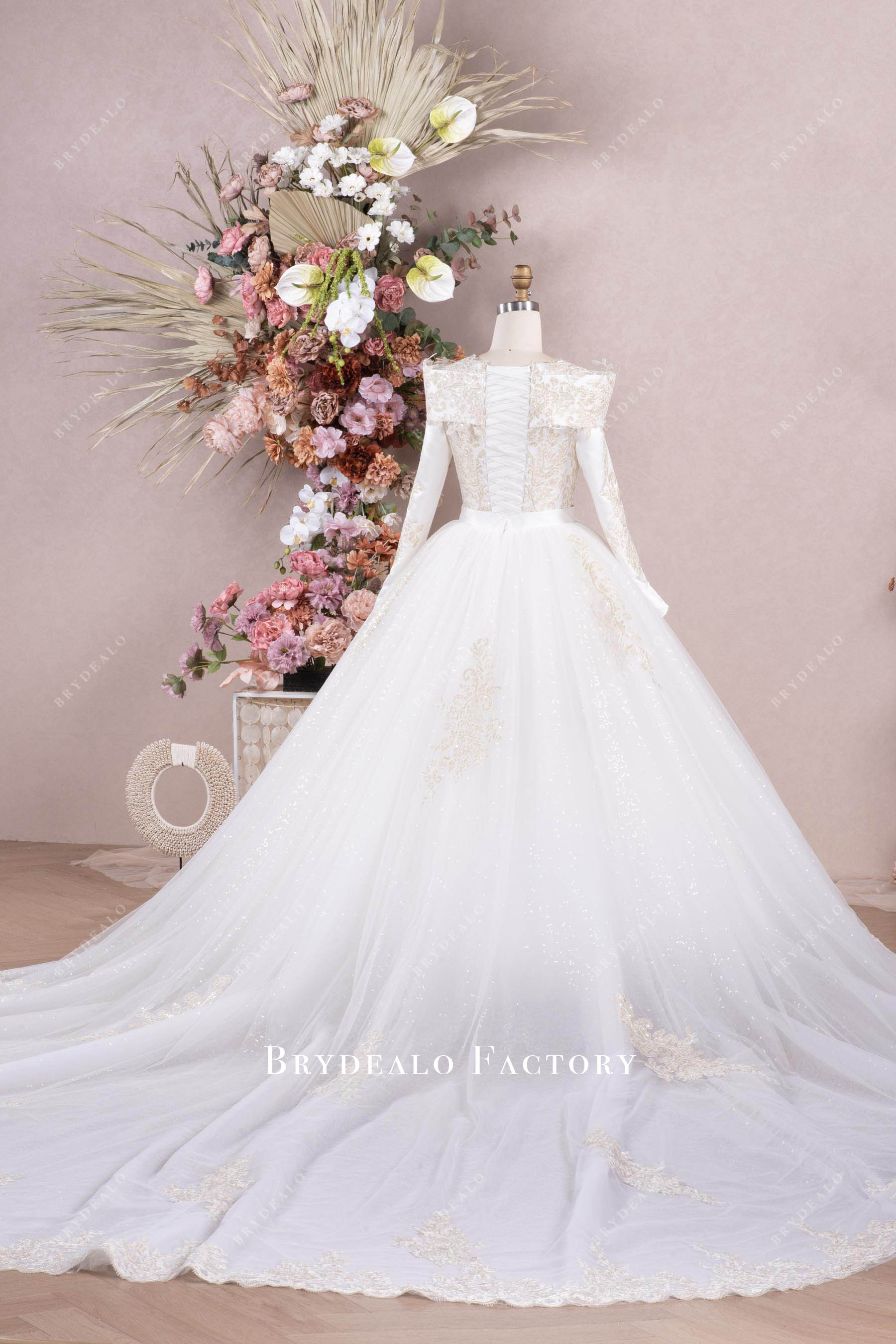 sparkly tulle overskirt wedding ballgown