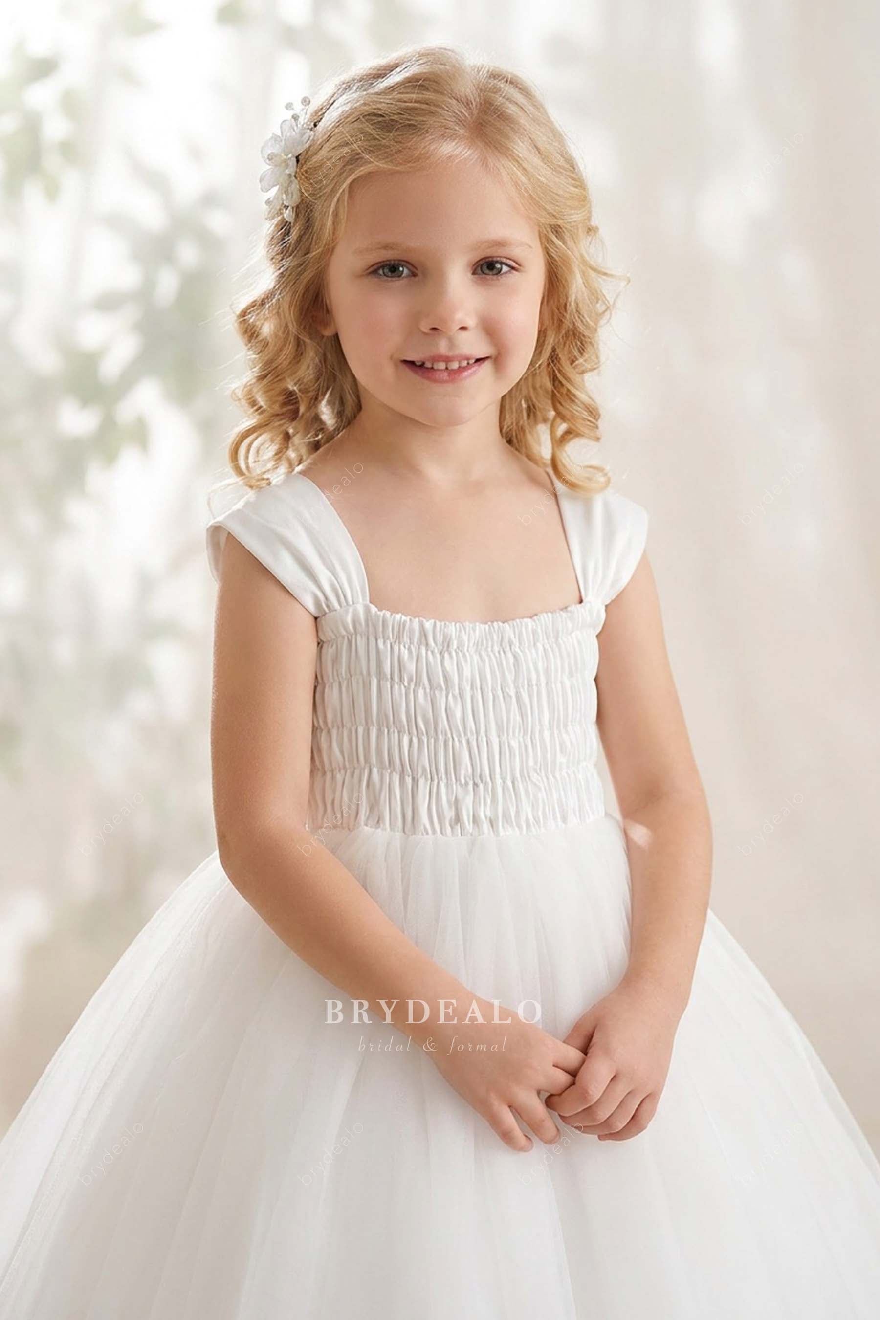square neck flower girl dress