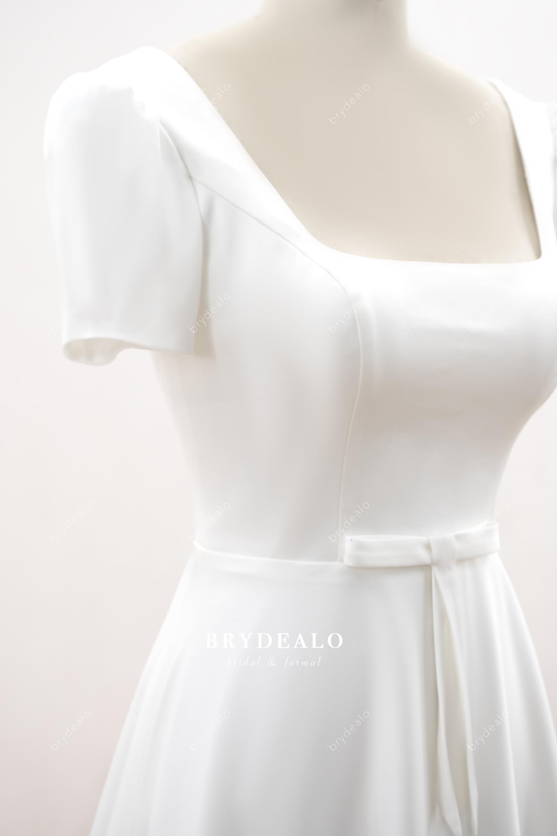 square neck short sleeve wedding dress