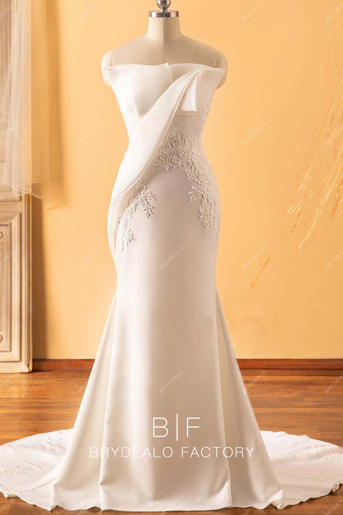 Strapless Lace Crepe Mermaid Wedding Dress