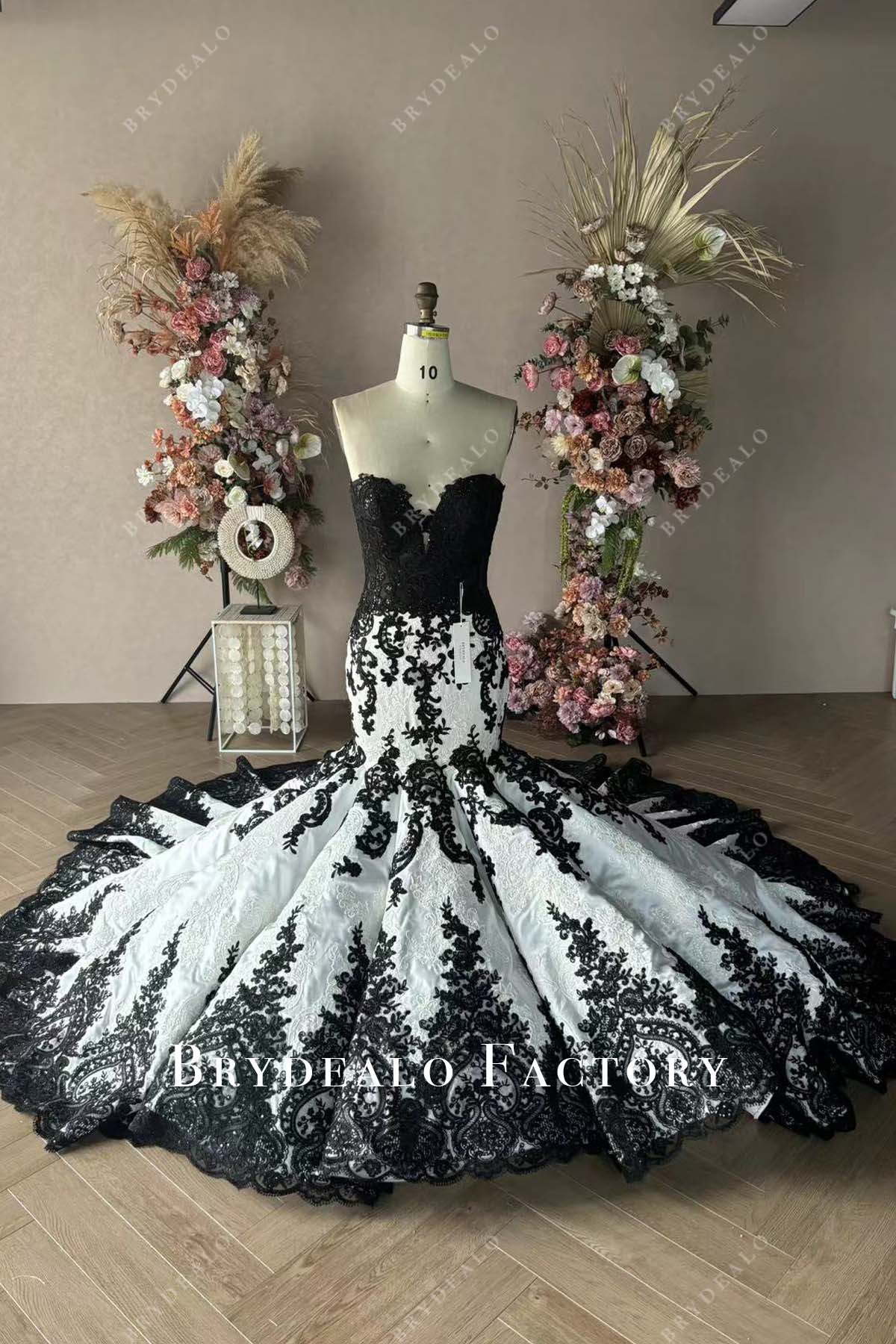 Private Label Two-tone Lace Mermaid Wedding Dress