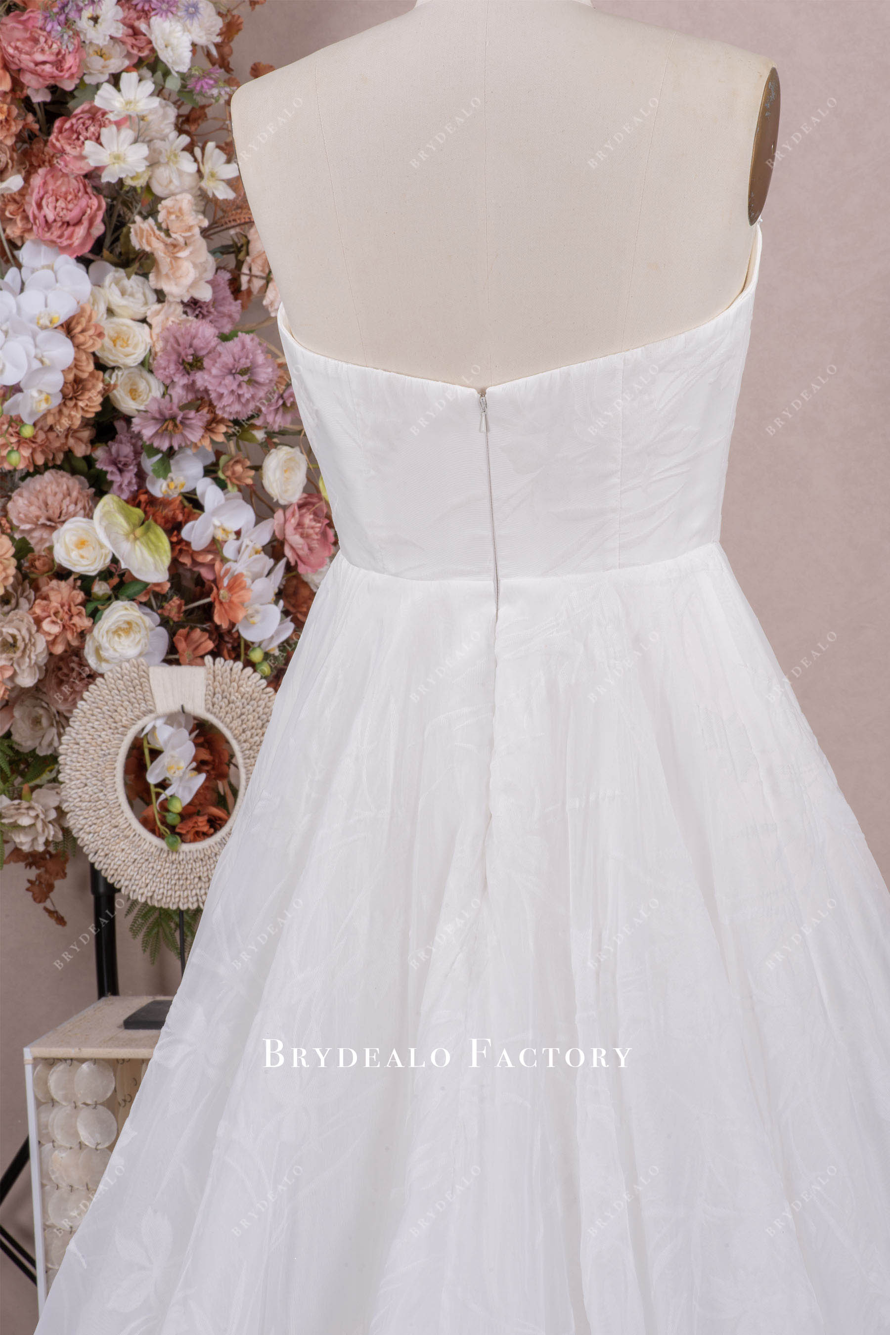 strapless floral wedding dress