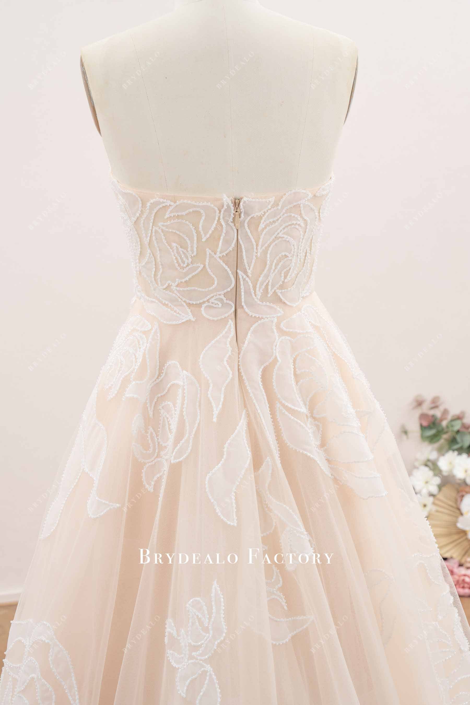 strapless flower wedding dress