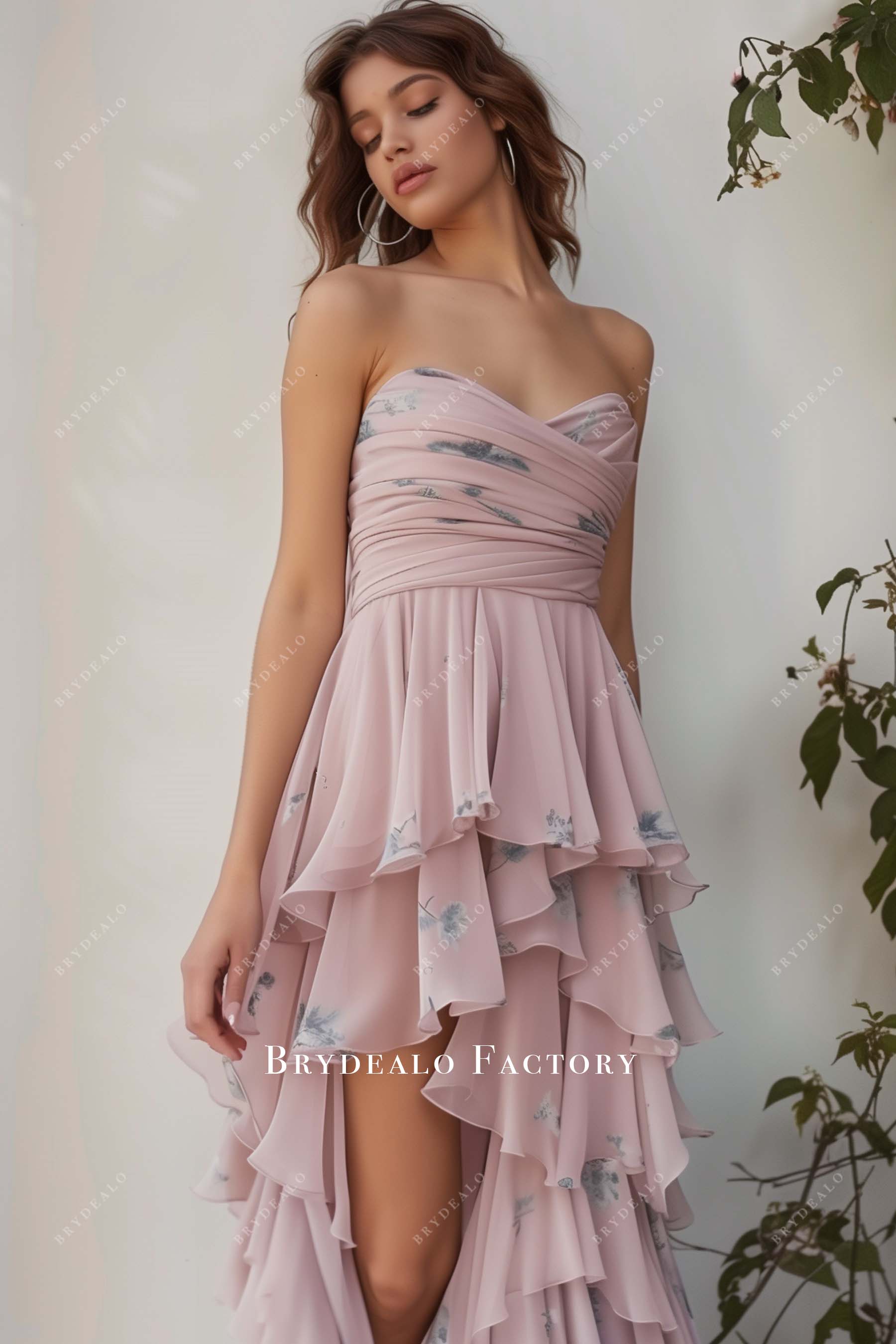Strapless Ruched Sweetheart Neck Bridesmaid Dress