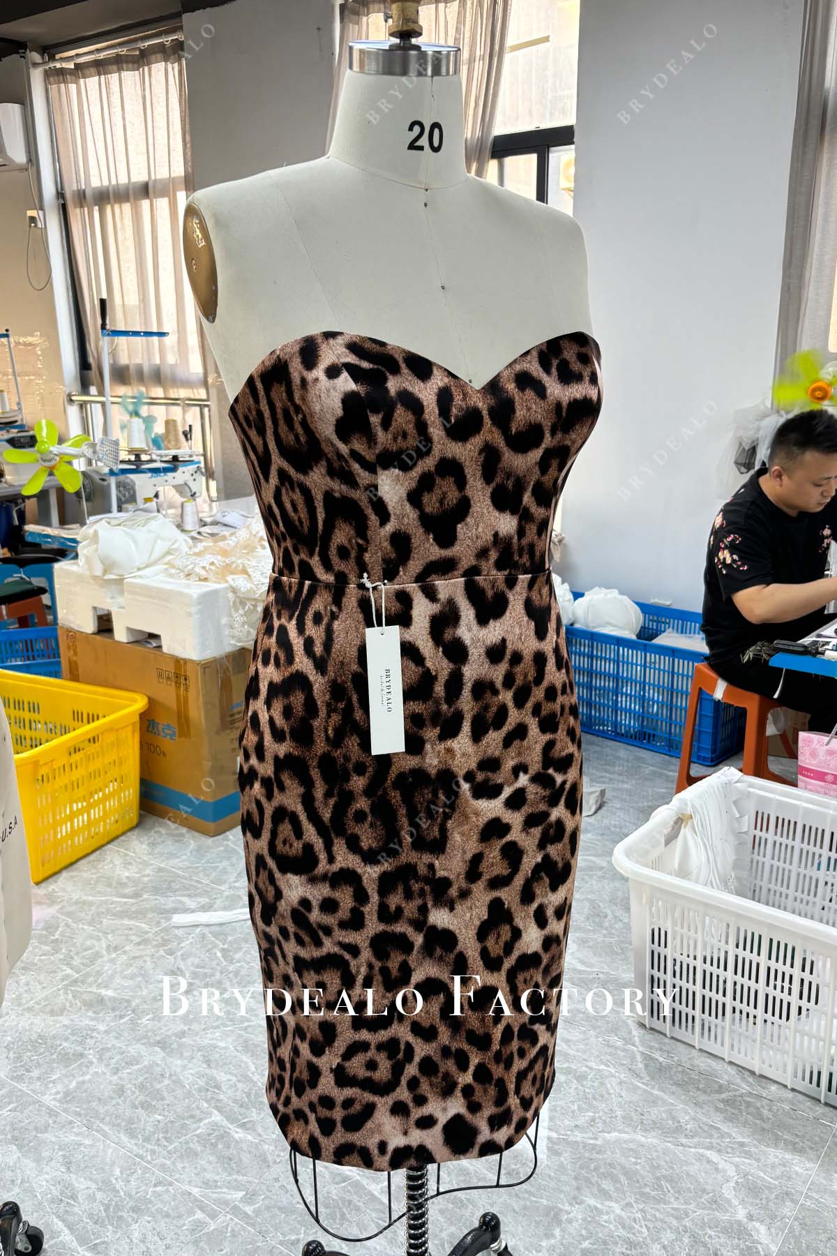 Private Label Custom Leopard Print Strapless Corset A-line Dress