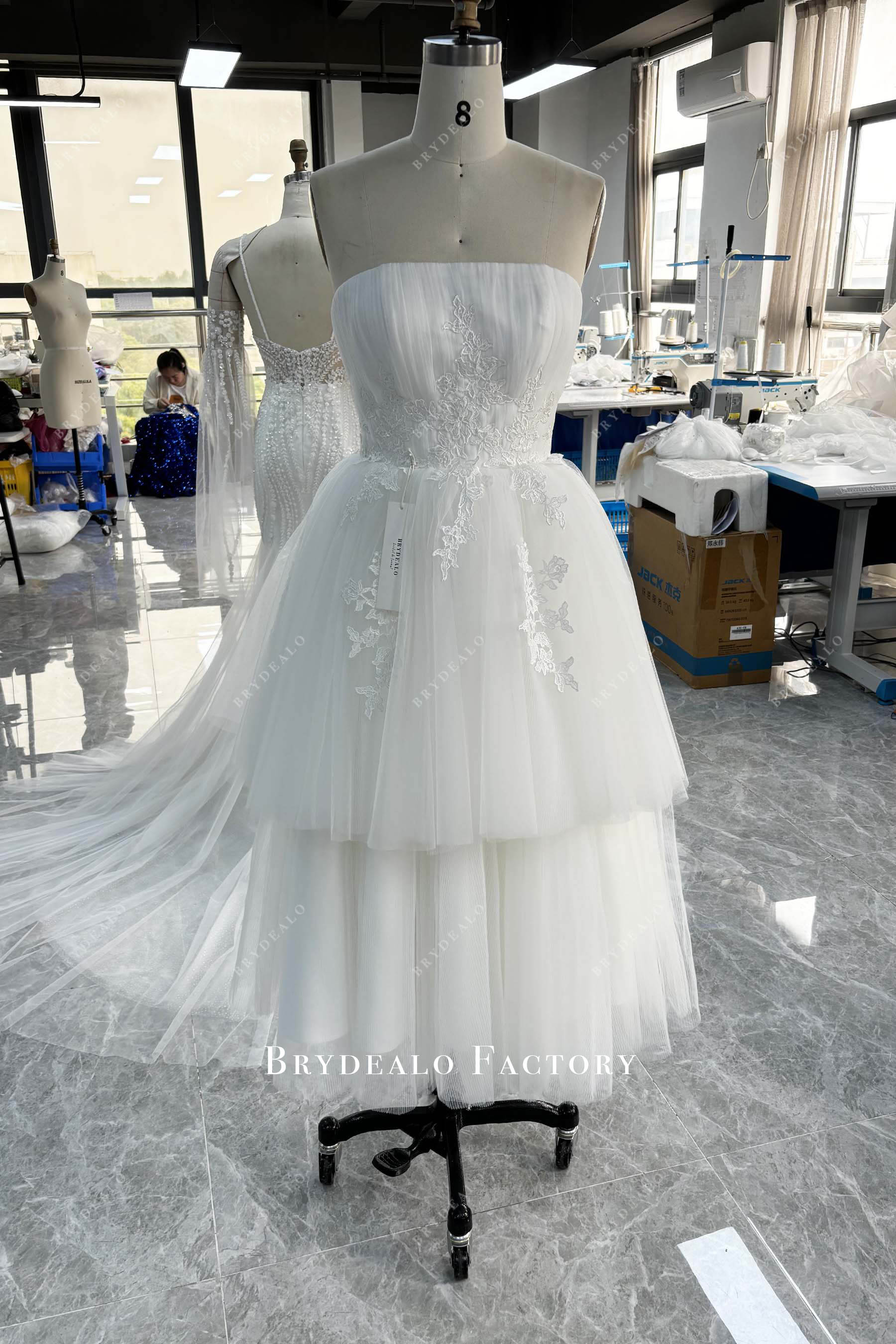 strapless pleated tulle vintage wedding dress