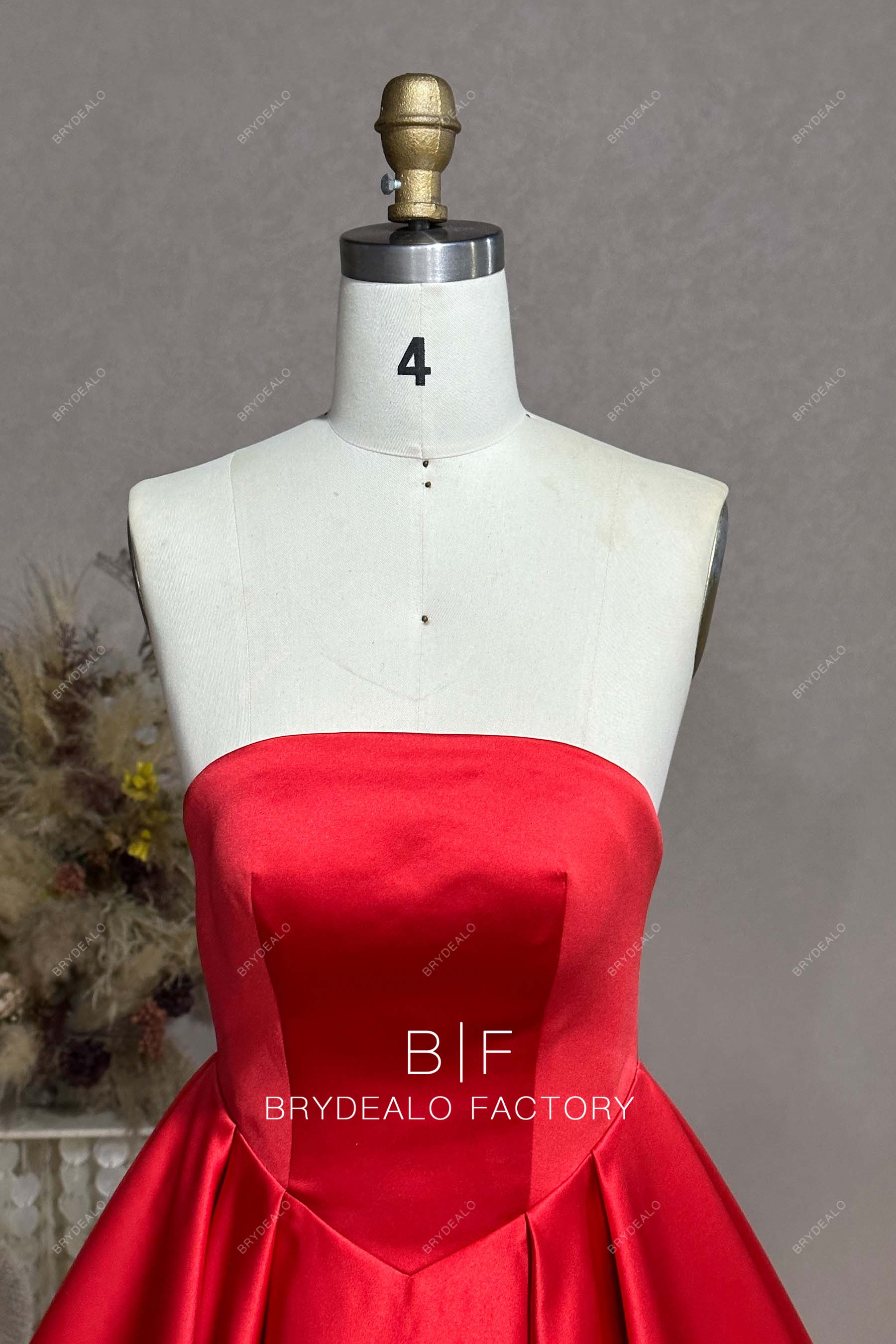 Private Label Strapless Red Satin Ball Gown Dress BR20232189
