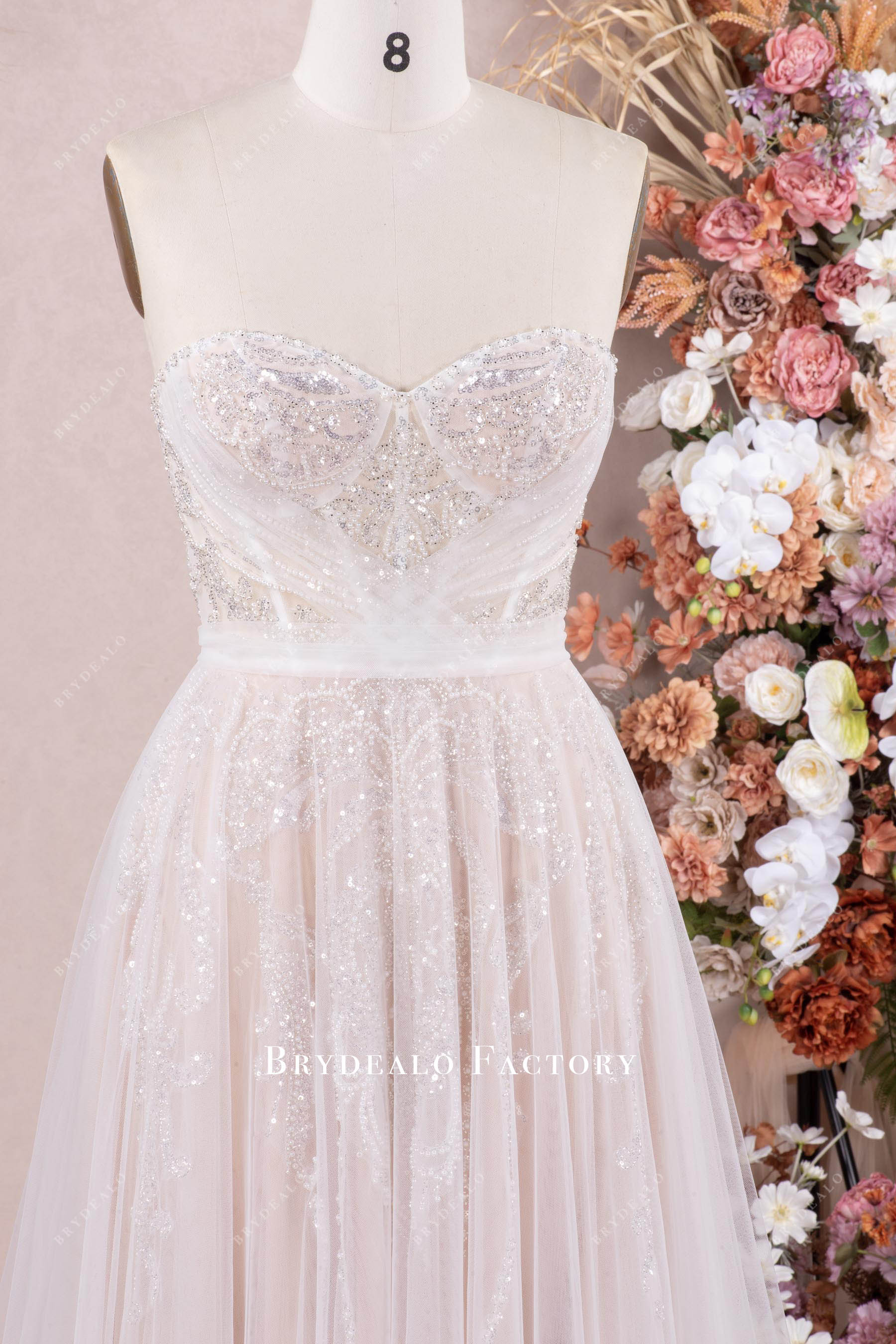 strapless sweetheart corset wedding dress