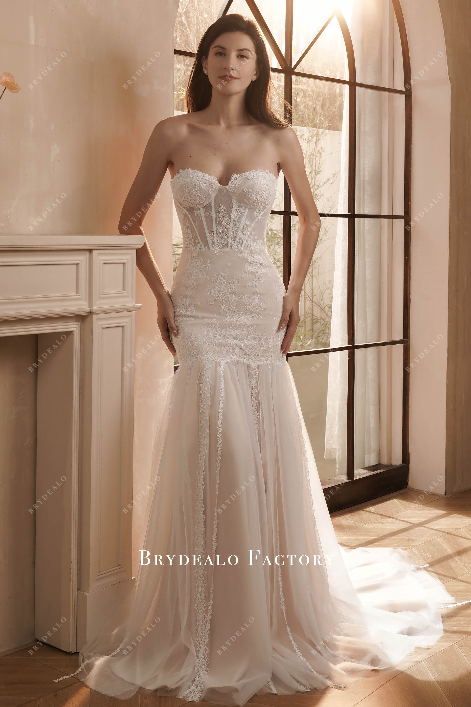 strapless sweetheart neck mermaid wedding dress